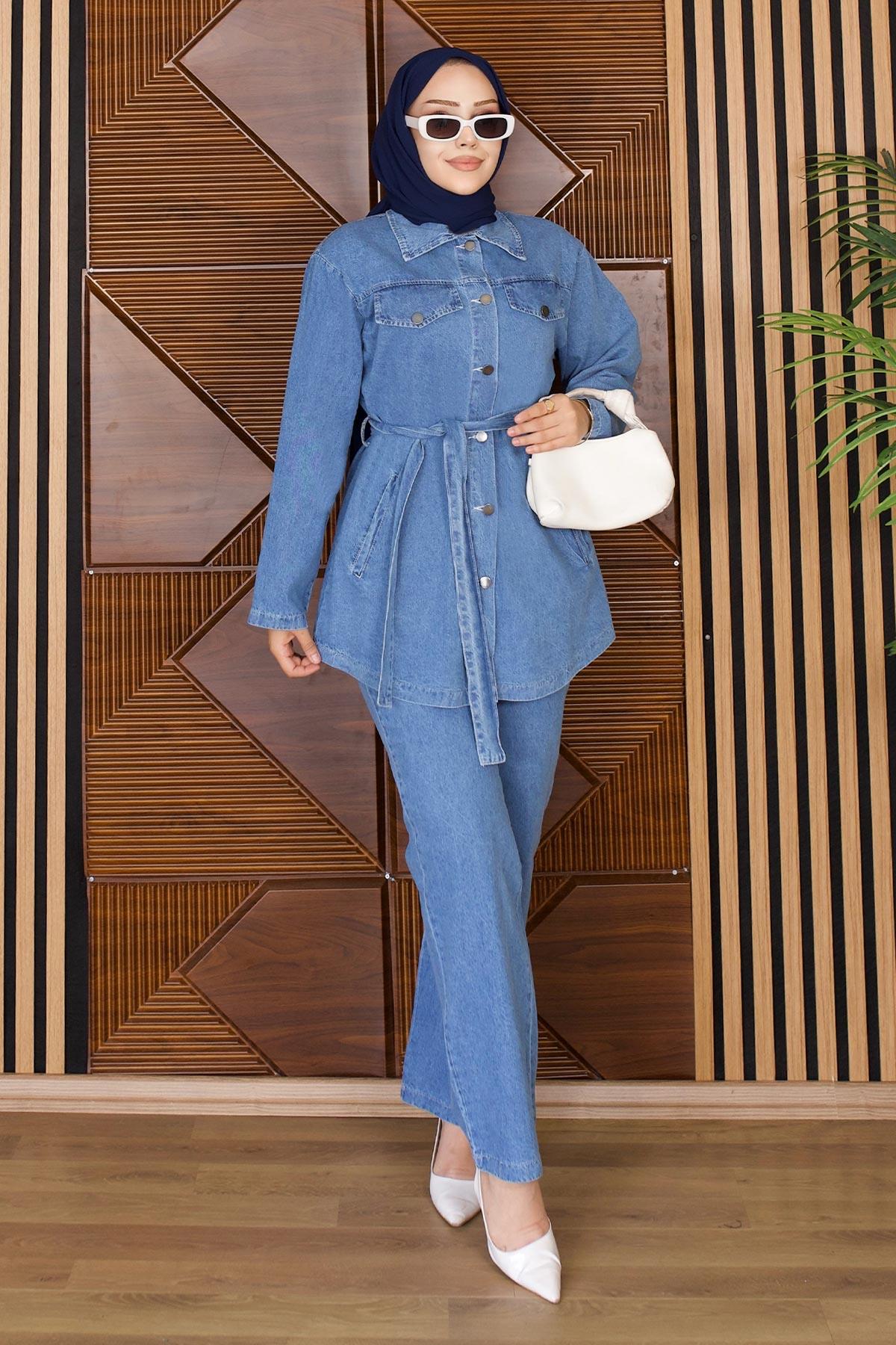 Luna Denim Takım Açık Mavi 19299