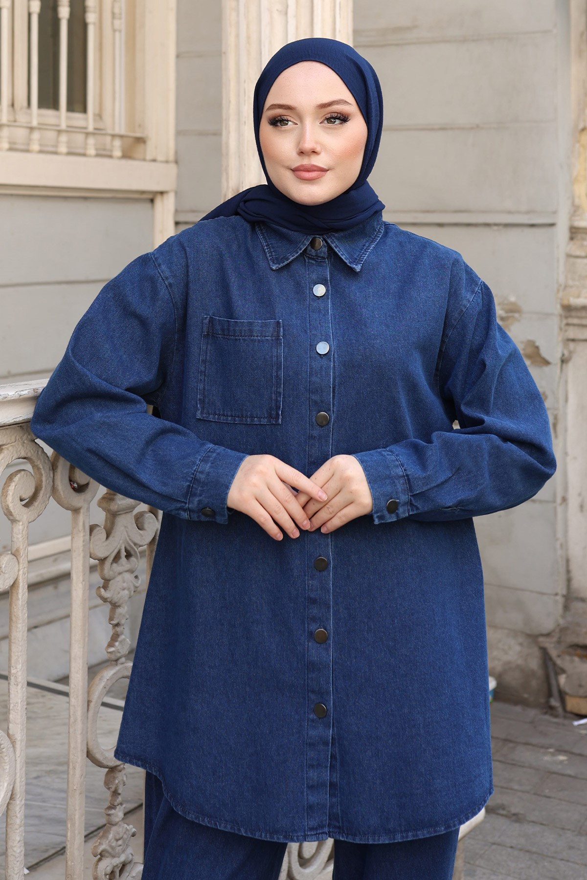 Meysa Oversize Denim Takım Koyu Mavi 19302