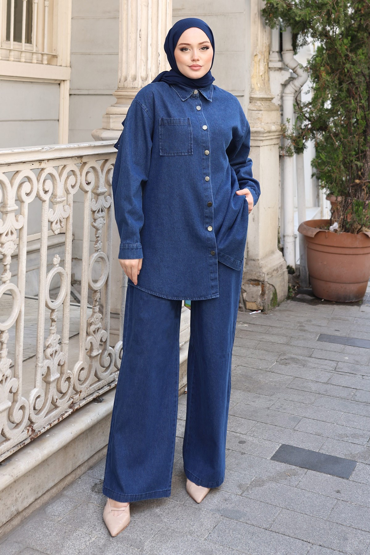 Meysa Oversize Denim Takım Koyu Mavi 19302