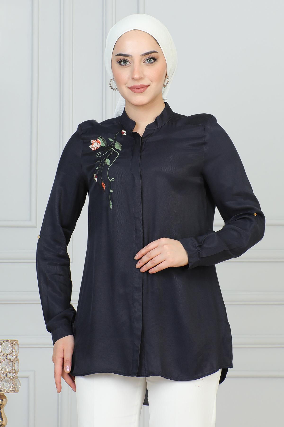 Nakış Detaylı Tunik Lacivert 6102