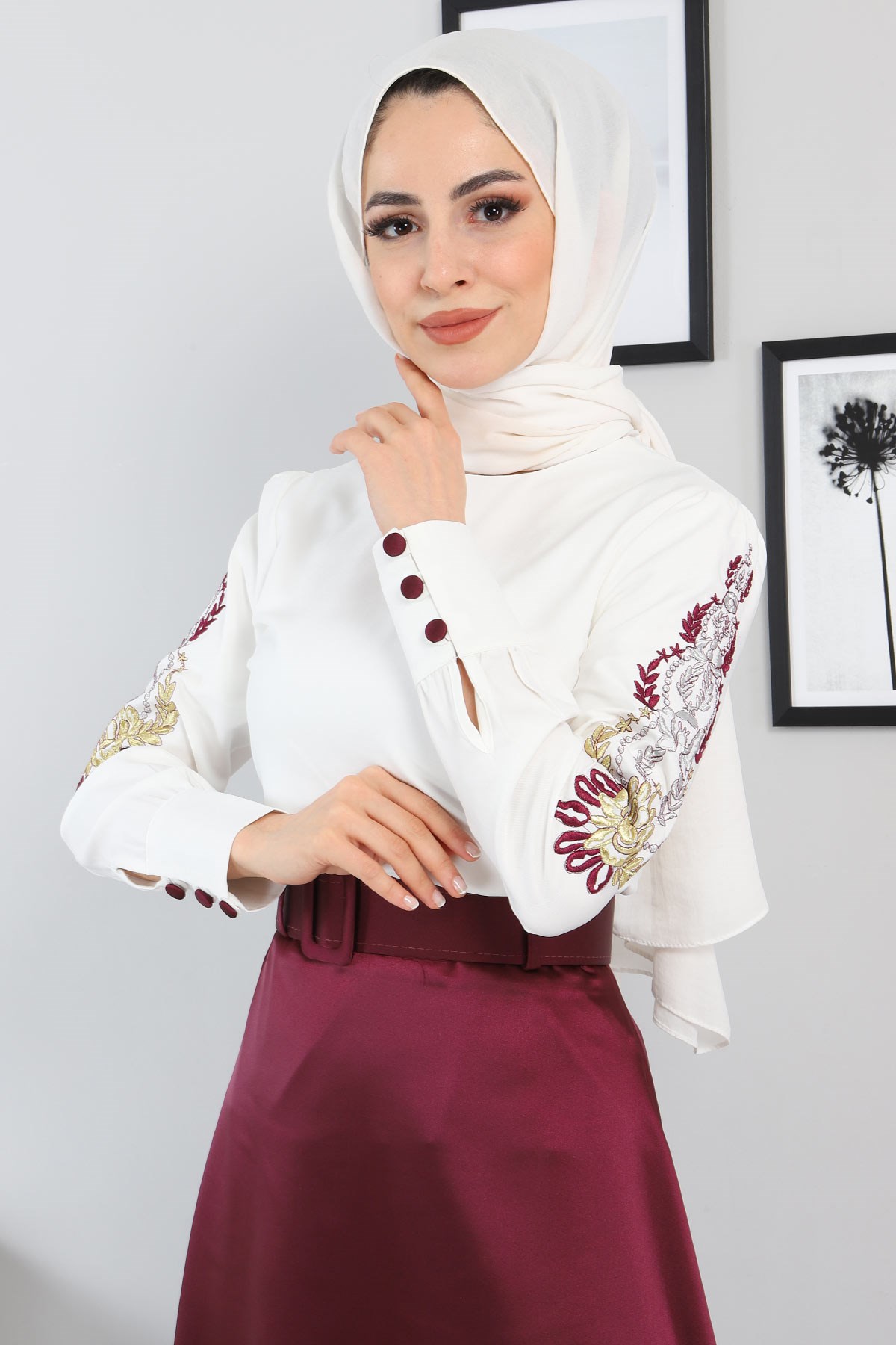 Nakışlı Etekli Takım Mor 8580