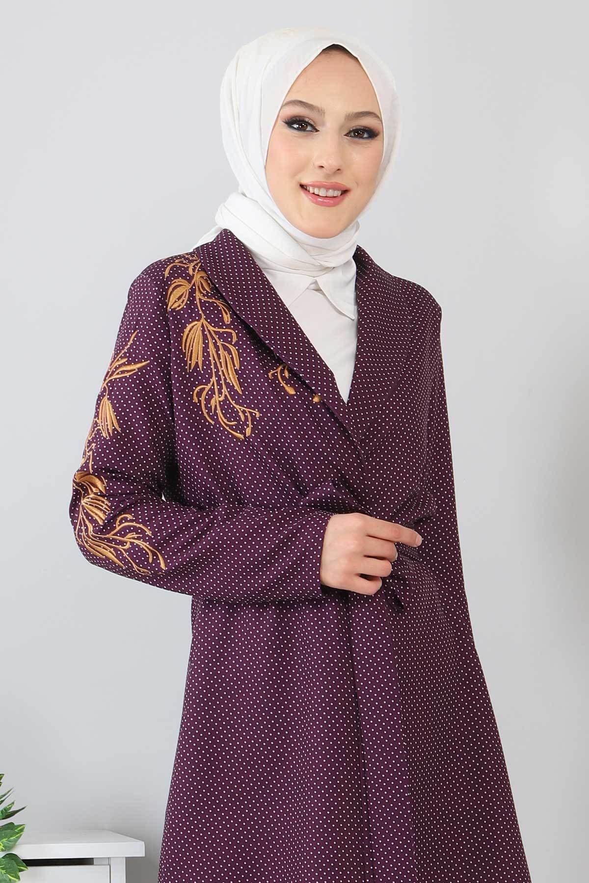 Nakışlı Puantiyeli Takım Mor 3151