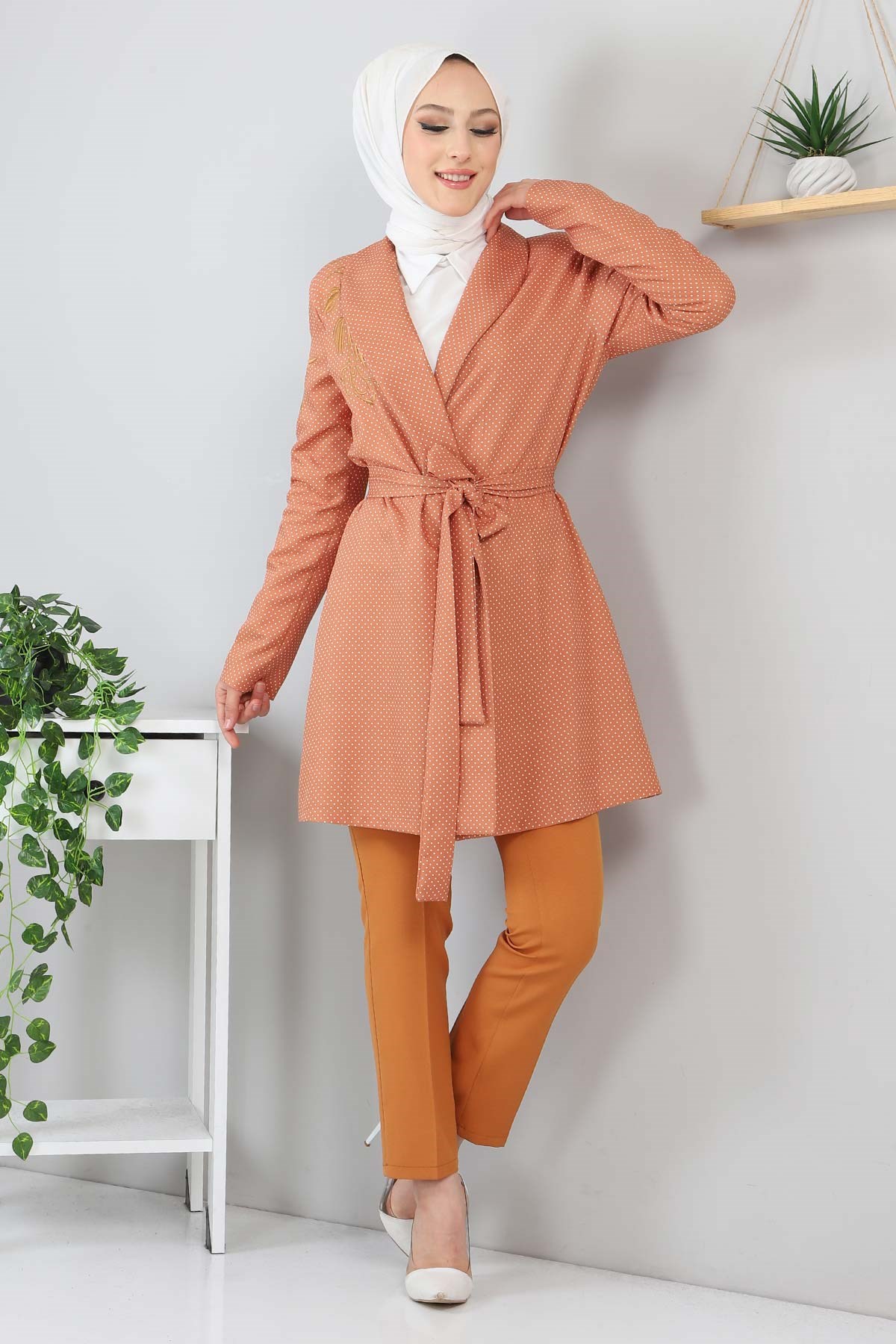 Nakışlı Puantiyeli Takım Taba 3151