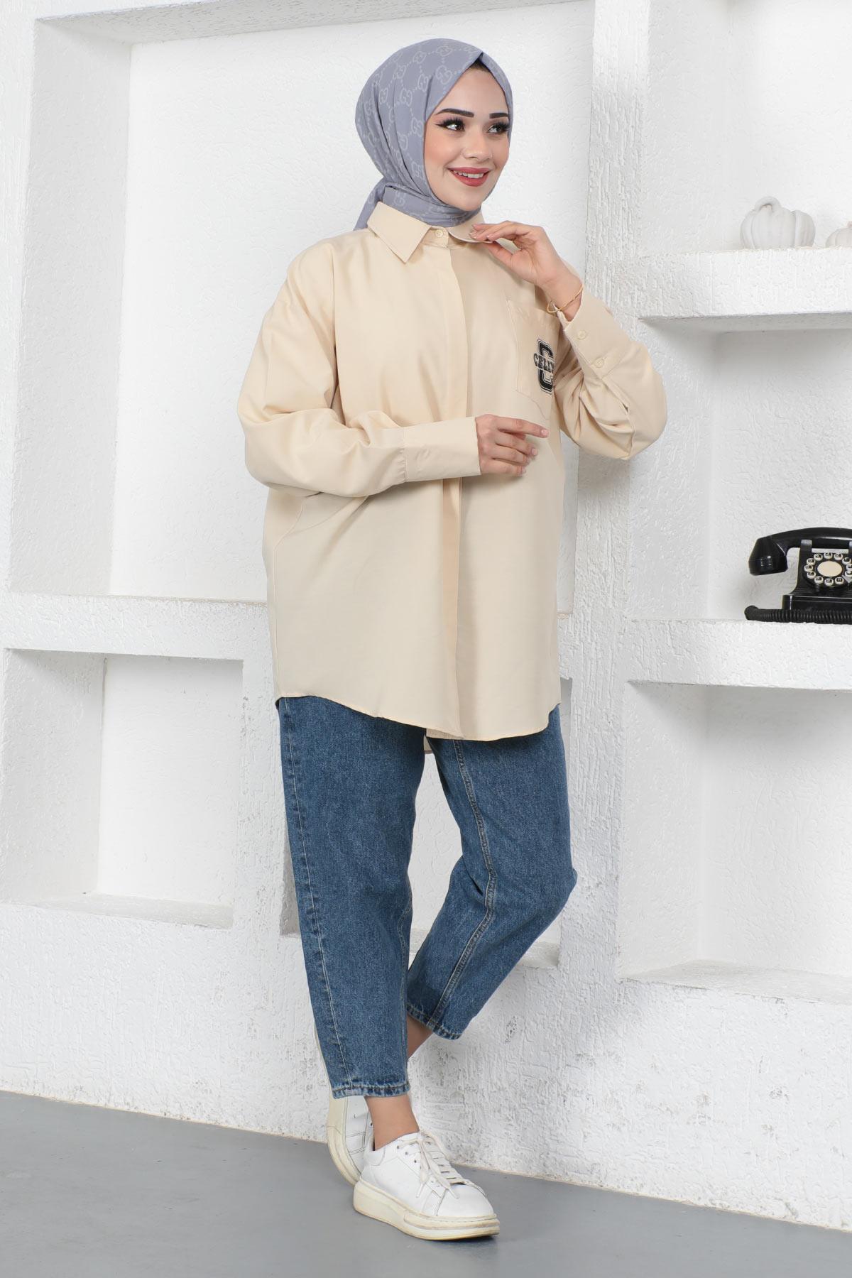 Oversize Gömlek Krem 6059