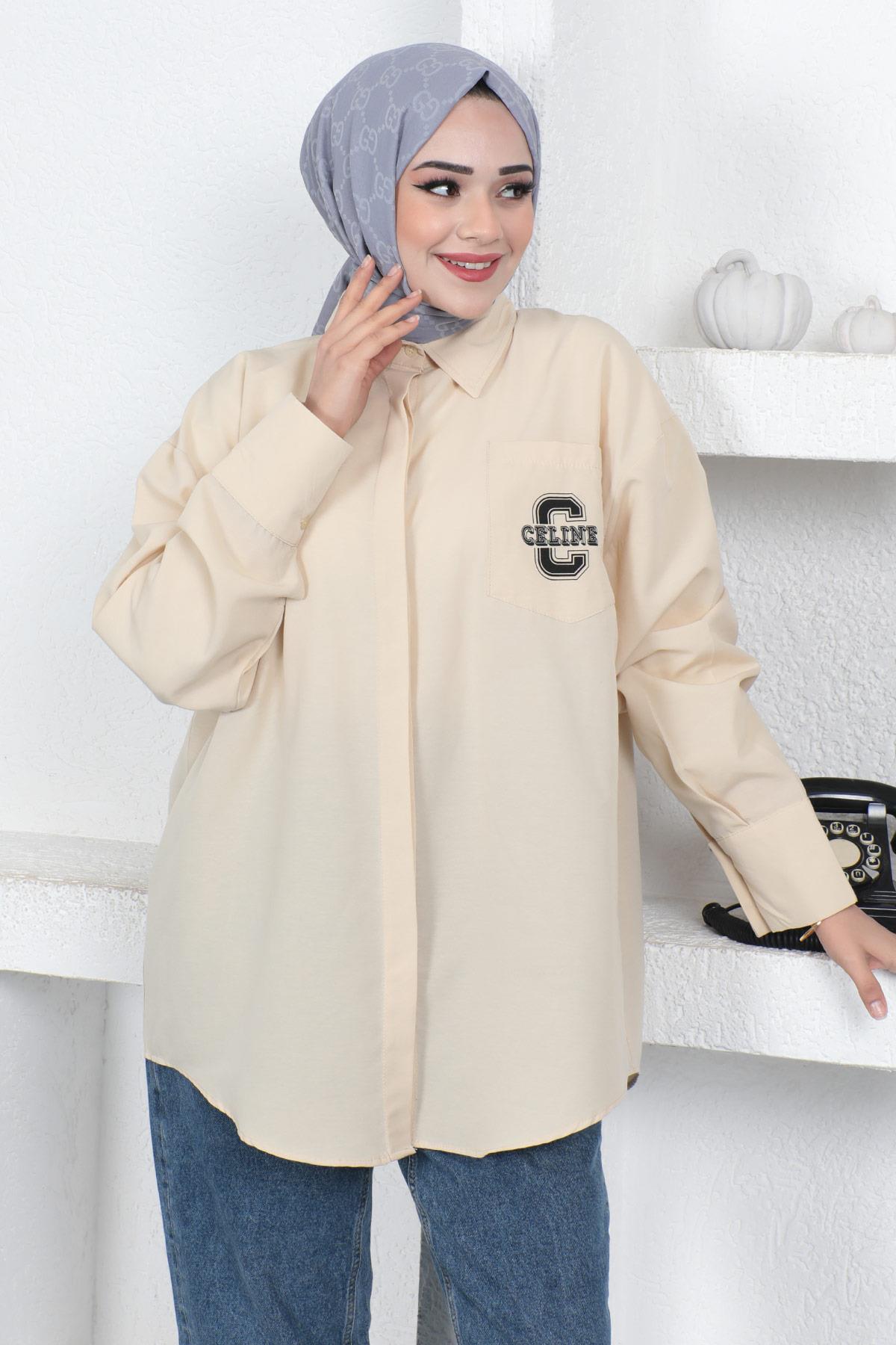 Oversize Gömlek Krem 6059