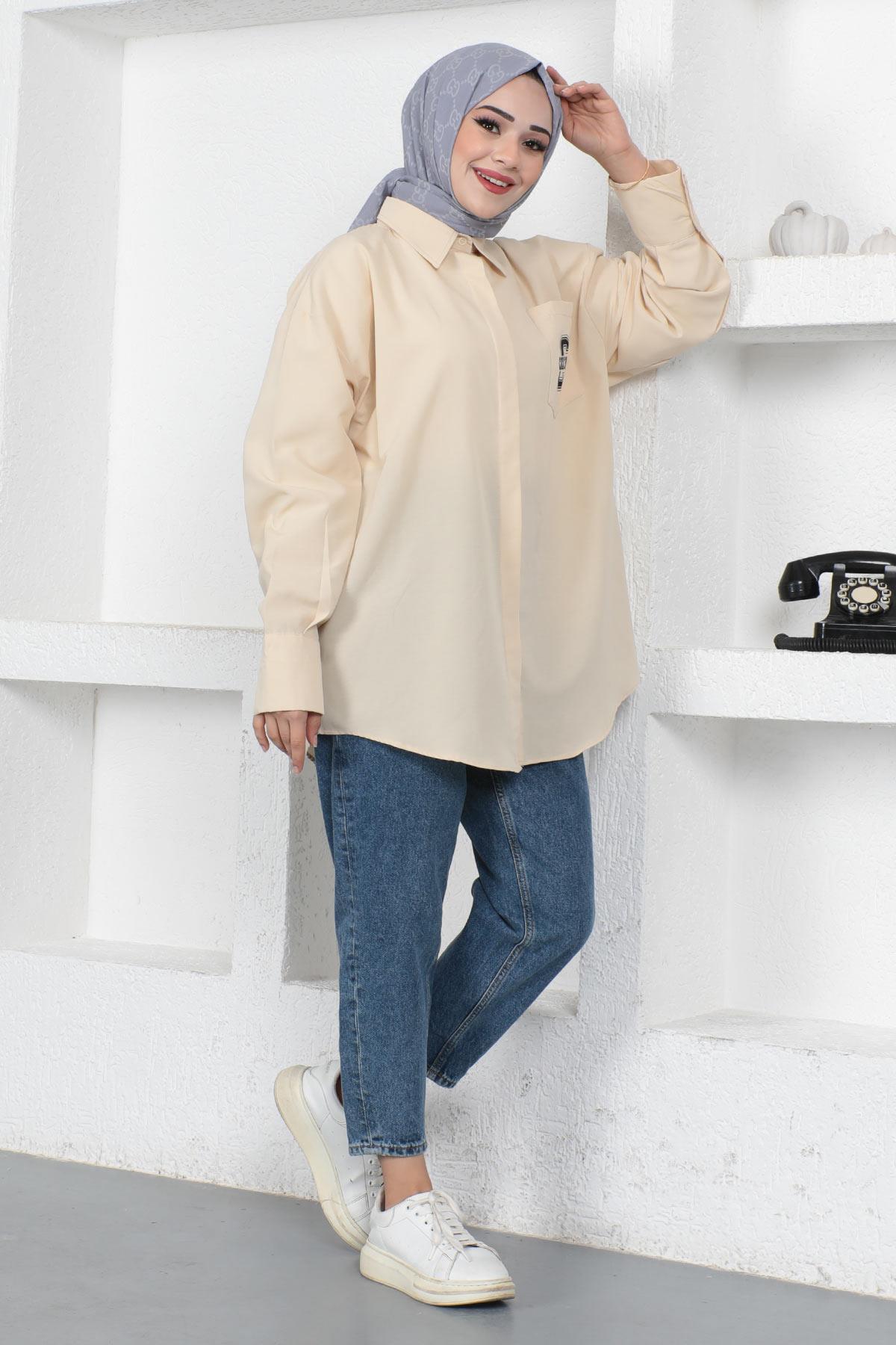 Oversize Gömlek Krem 6059