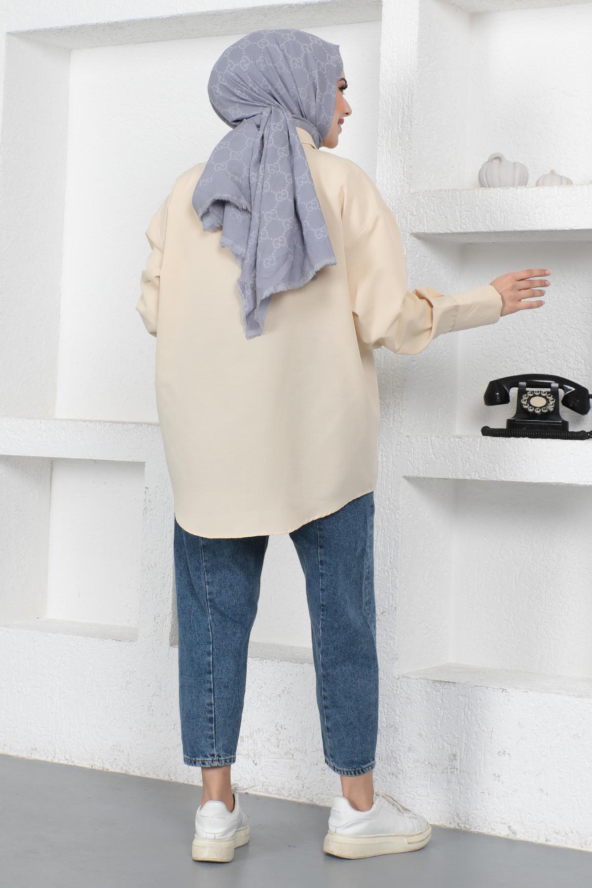 Oversize Gömlek Krem 6059