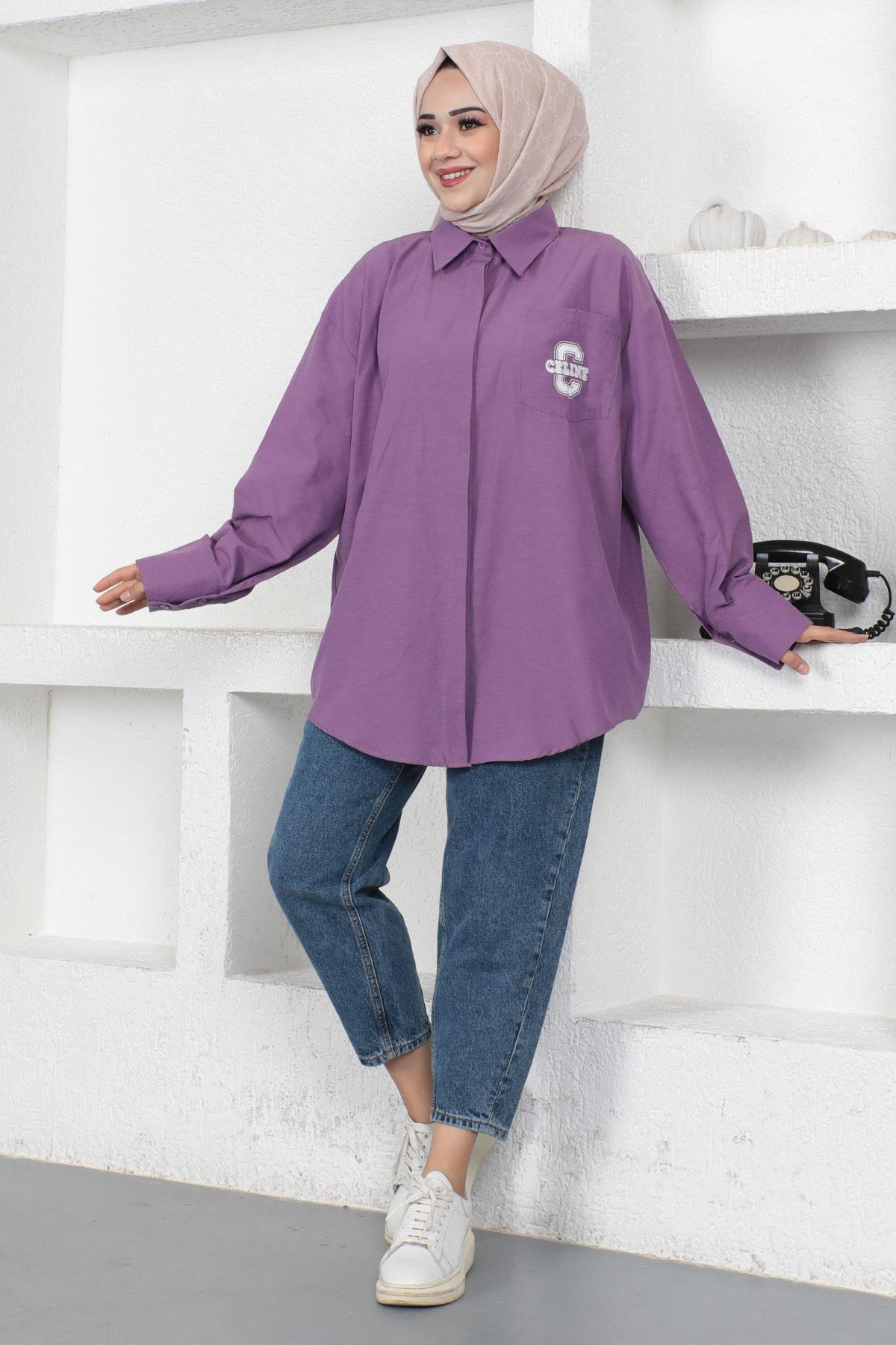 Oversize Gömlek Lila 6059