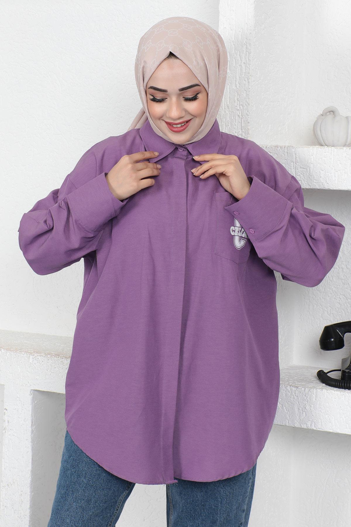 Oversize Gömlek Lila 6059