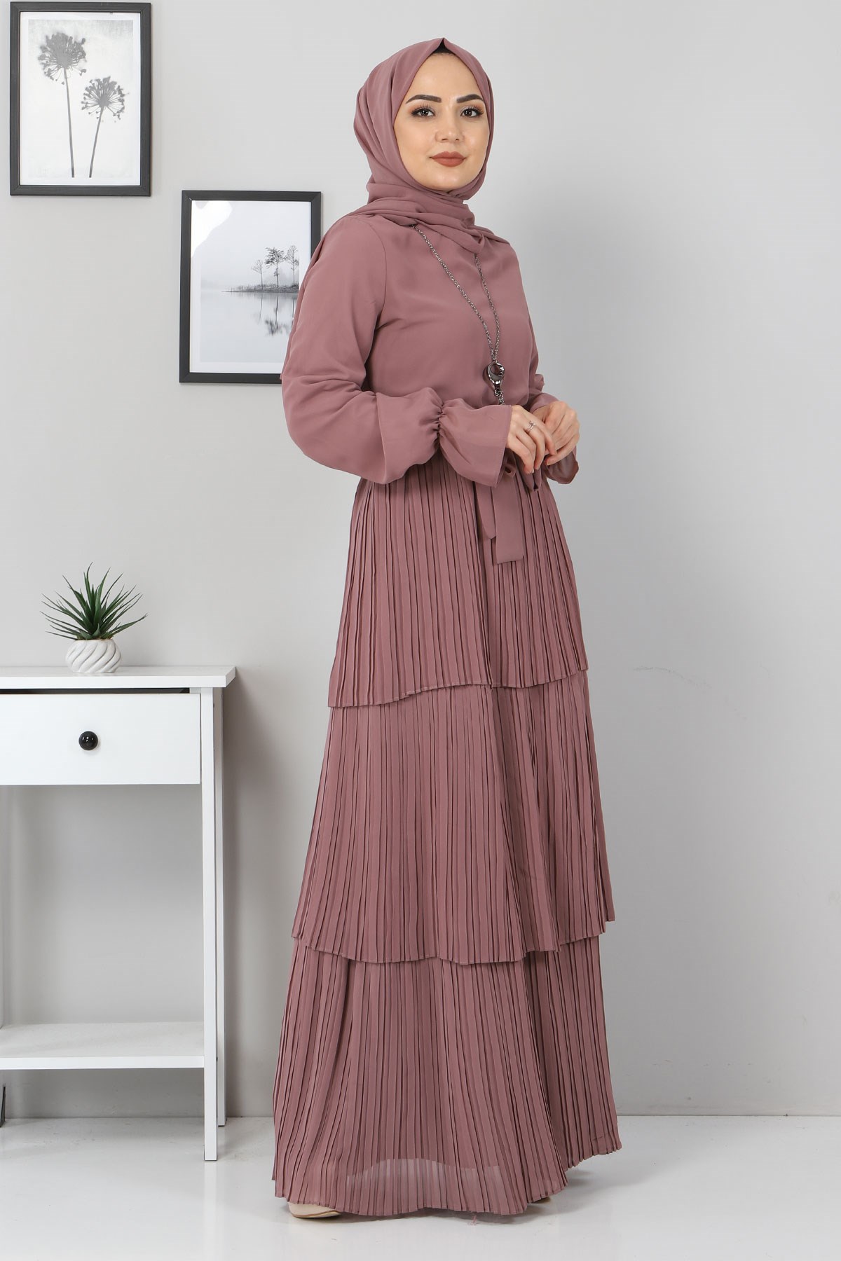 Pilise Detay Abiye Gül Kurusu 10752