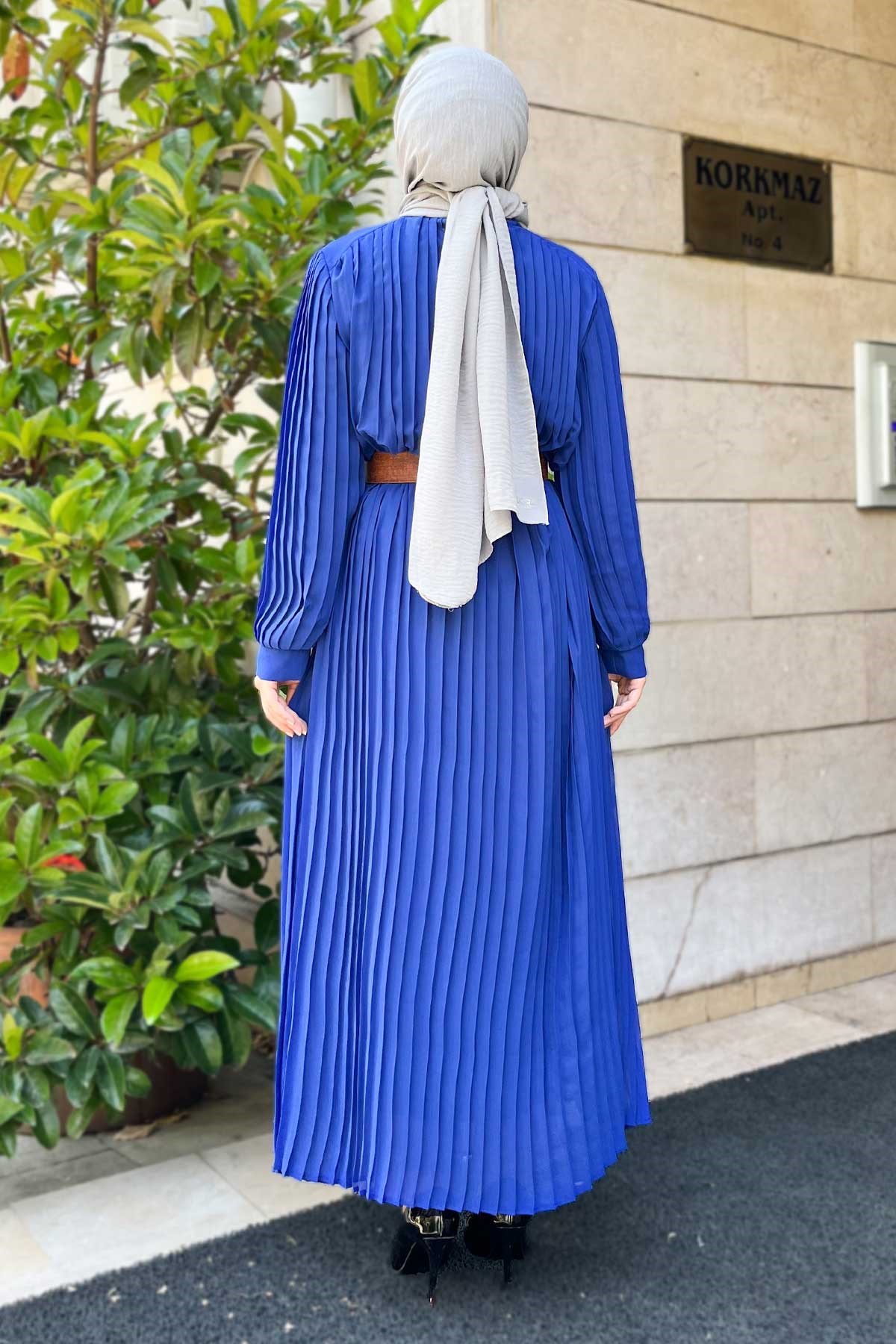 Piliseli Kemerli Abiye İndigo 16400