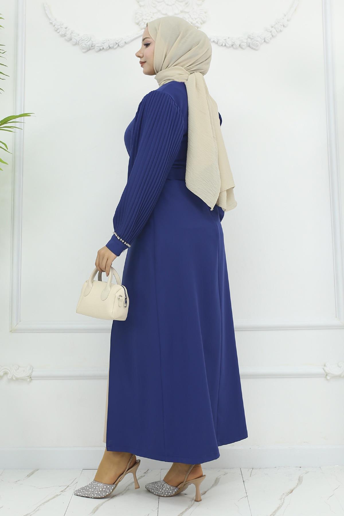 Piliseli Yırtmaçlı Takım İndigo İndigo MSW19239-3