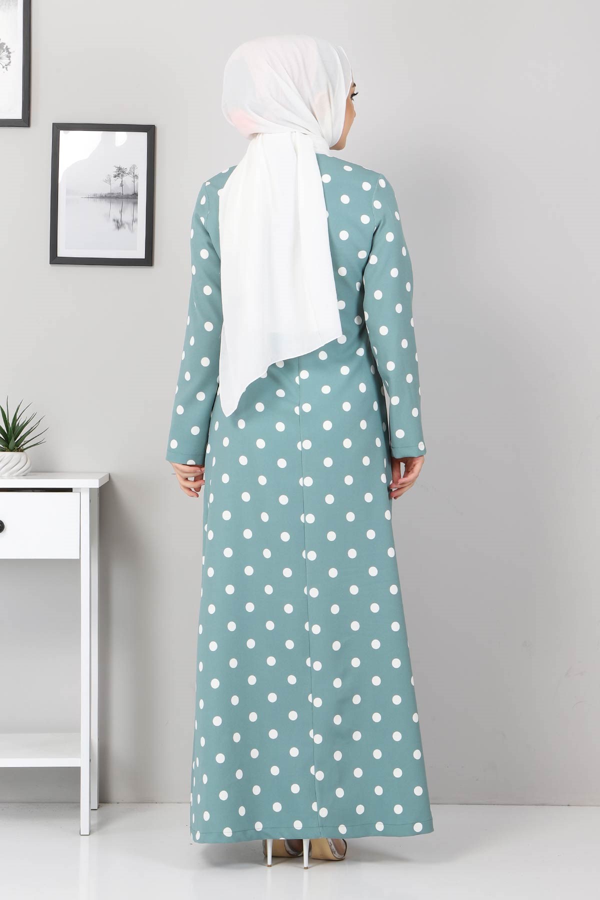 Puantiyeli Elbise Mint 8927