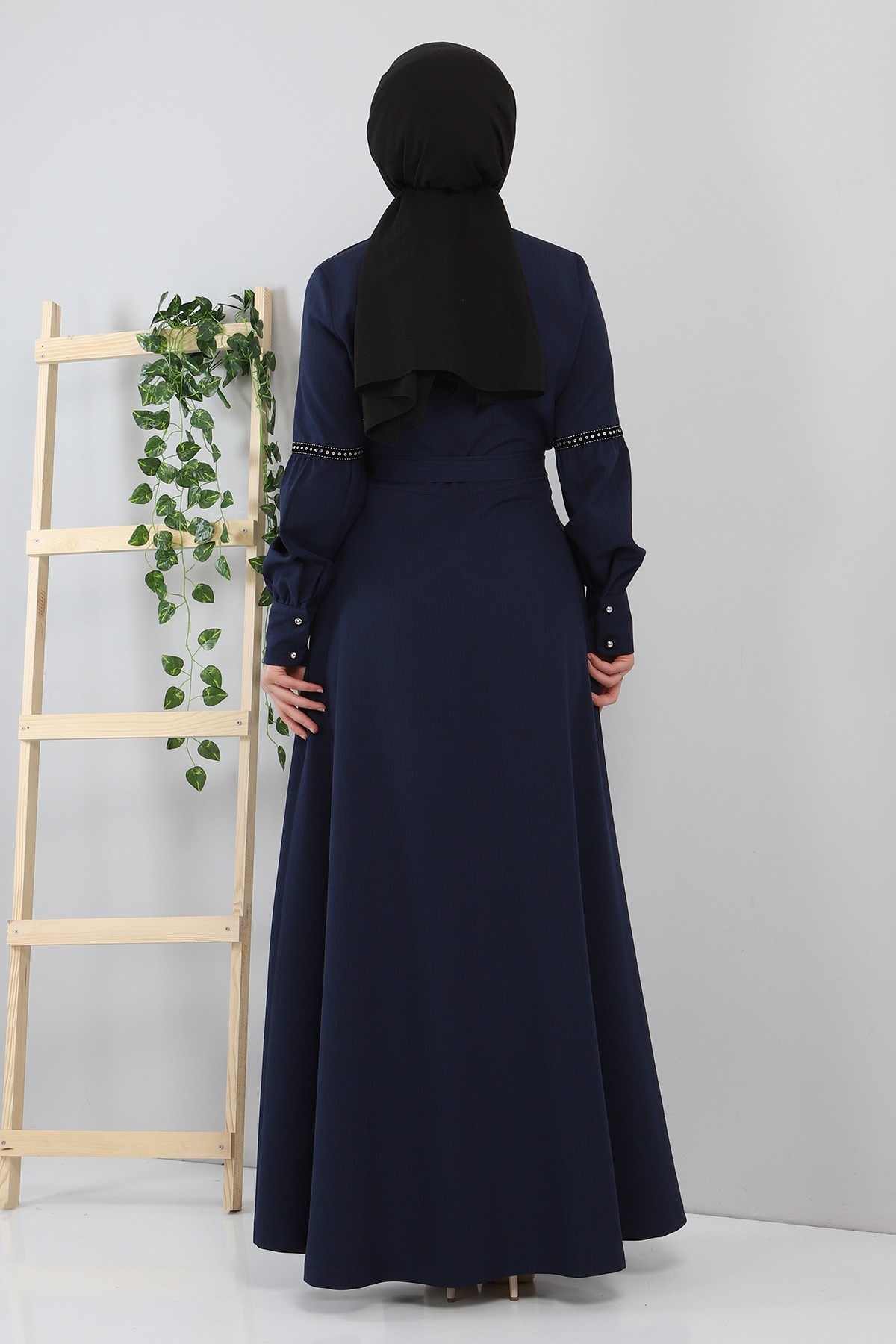 Pul Detaylı Elbise Lacivert 8859
