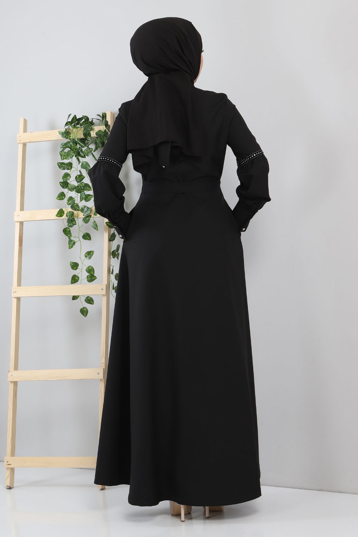 Pul Detaylı Elbise Siyah 8859