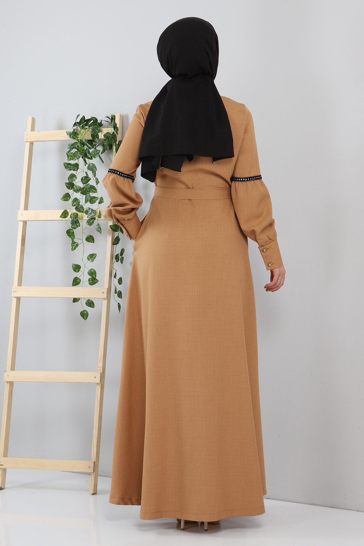 Pul Detaylı Elbise Taba 8859