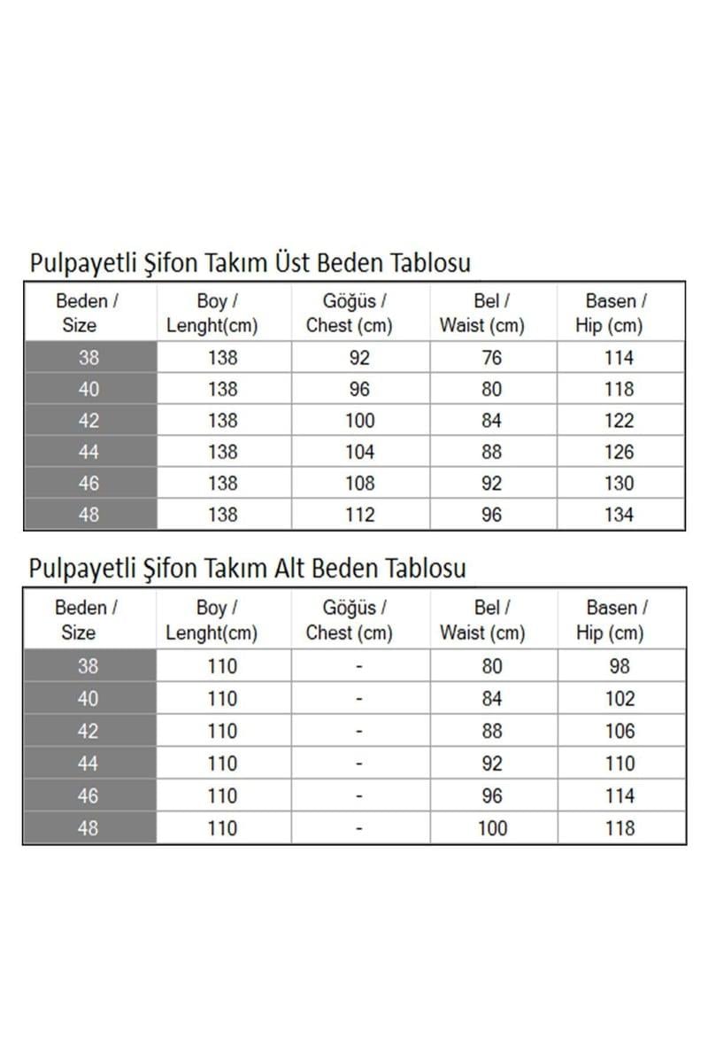 Pulpayetli Şifon Takım Gold Gold MSW19190-4