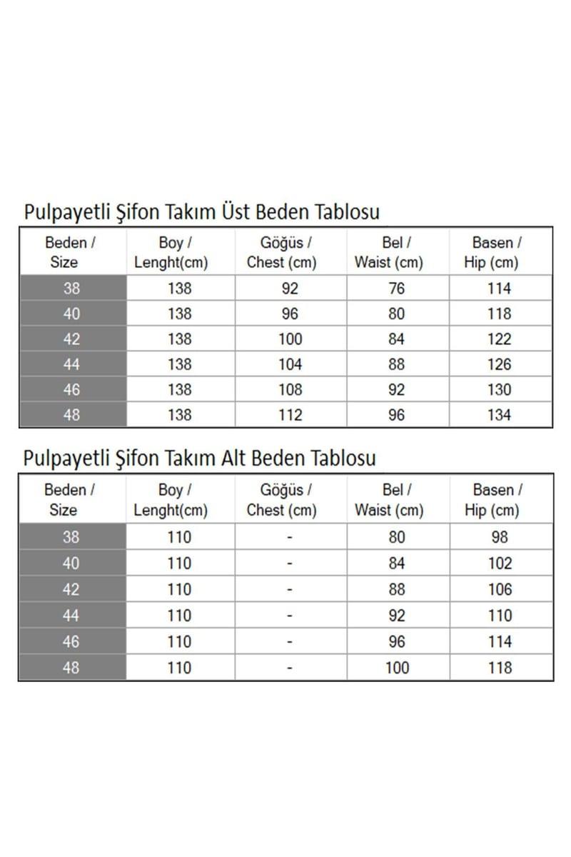 Pulpayetli Şifon Takım Gül Kurusu Gül Kurusu MSW19190-3