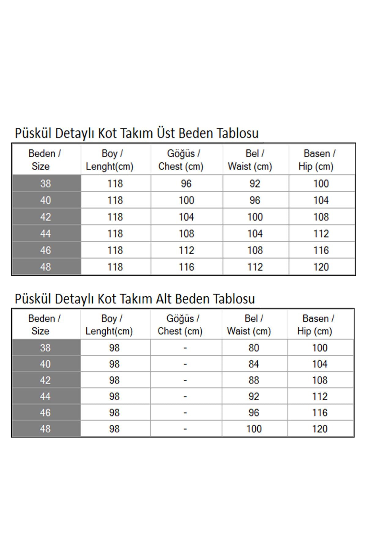 Püskül Detaylı Kot Takım Açık Kot 19243