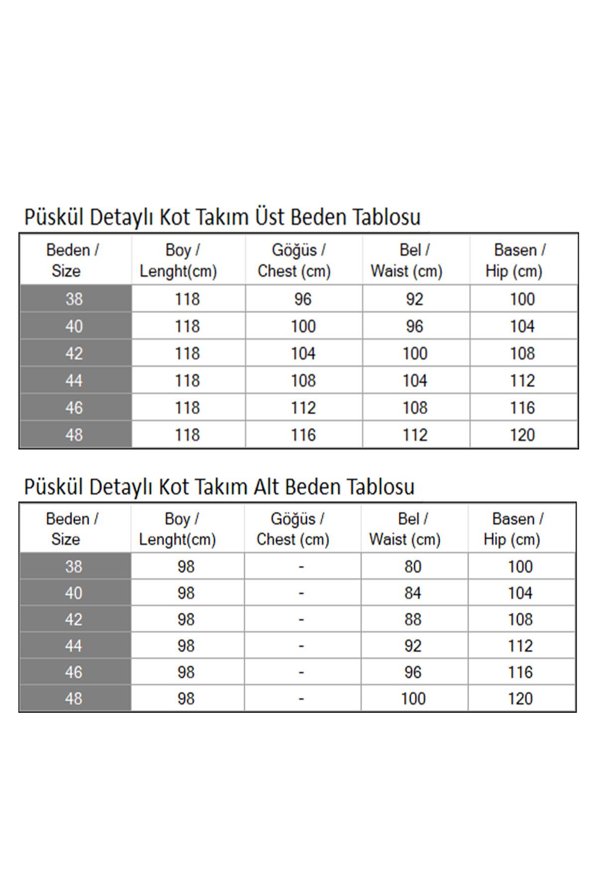 Püskül Detaylı Kot Takım Buz Mavisi 19243