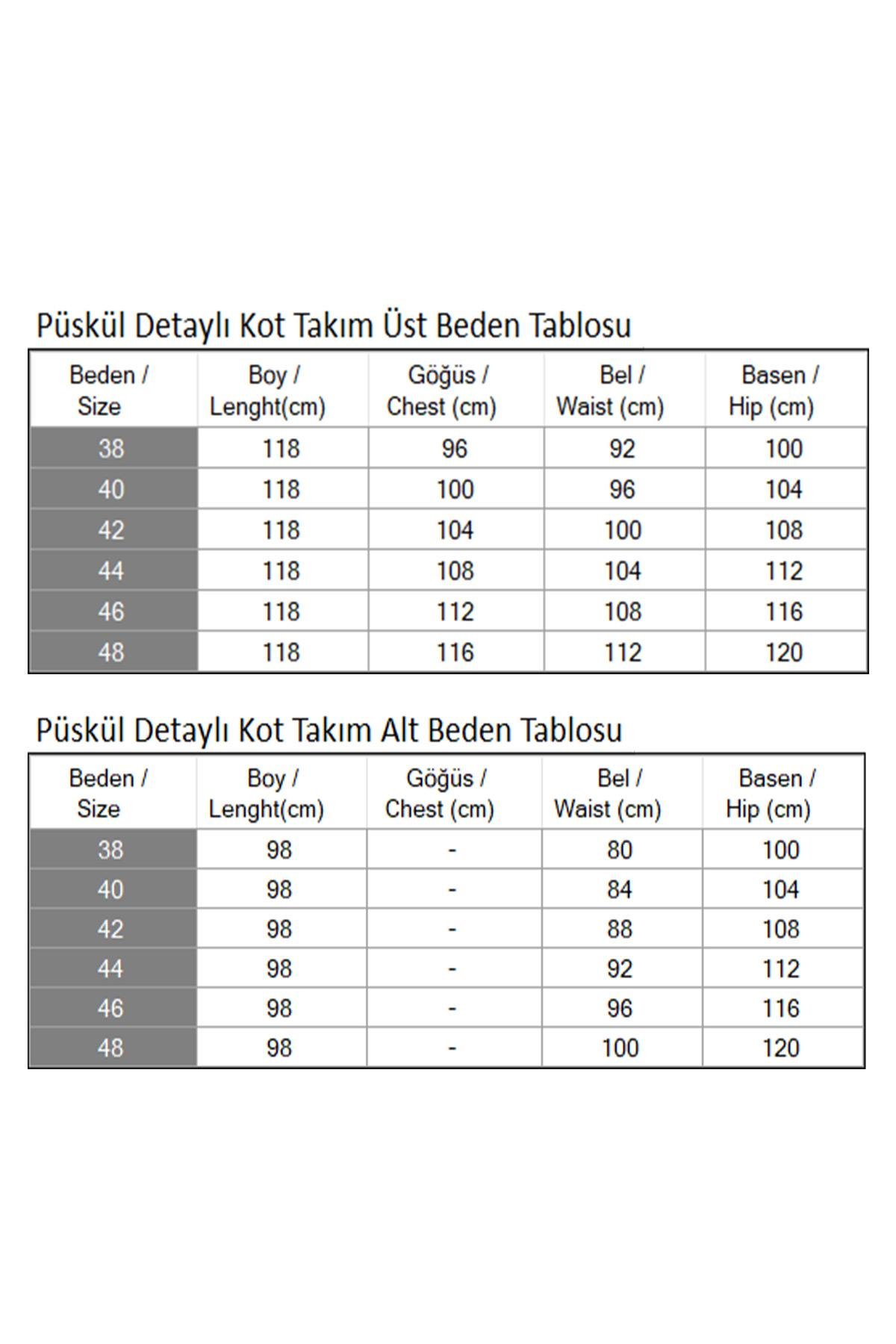 Püskül Detaylı Kot Takım Füme 19243
