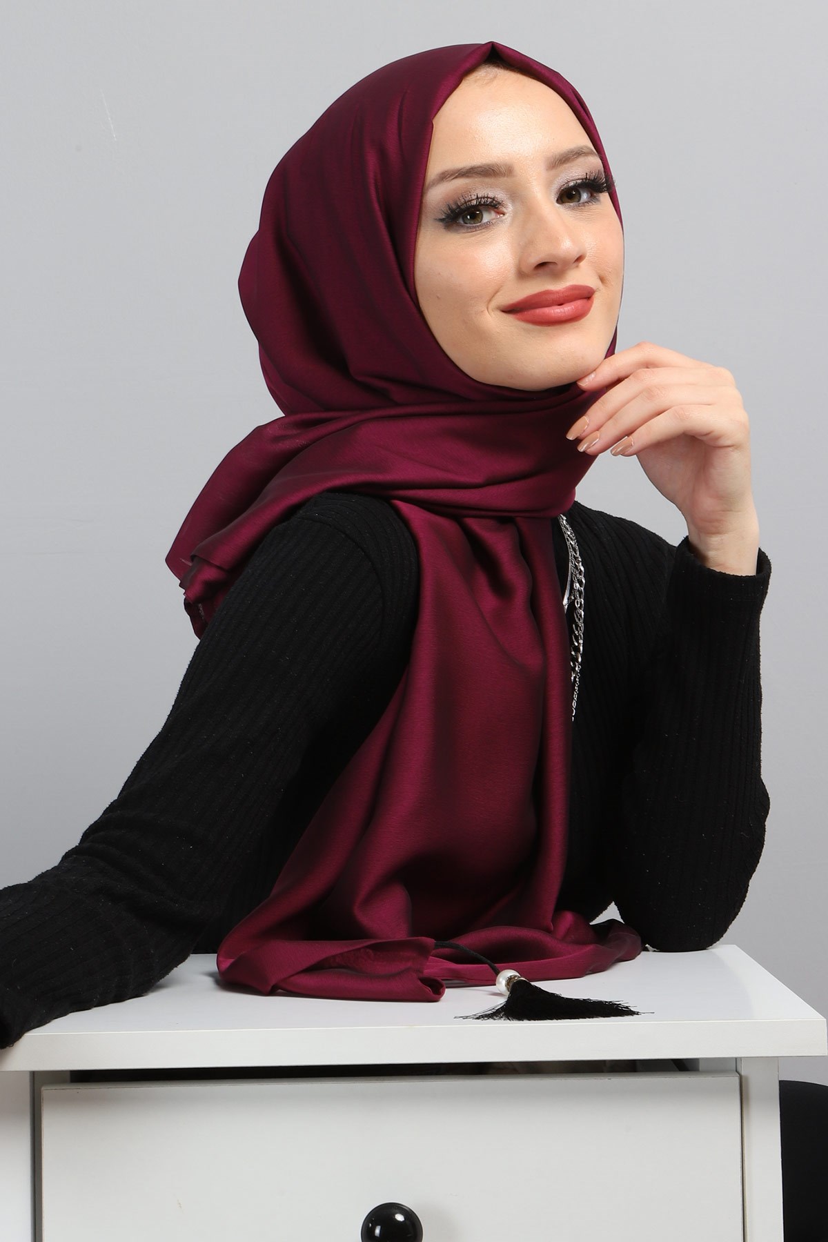 Püsküllü Janjan Şifon Şal Şarabi 3010
