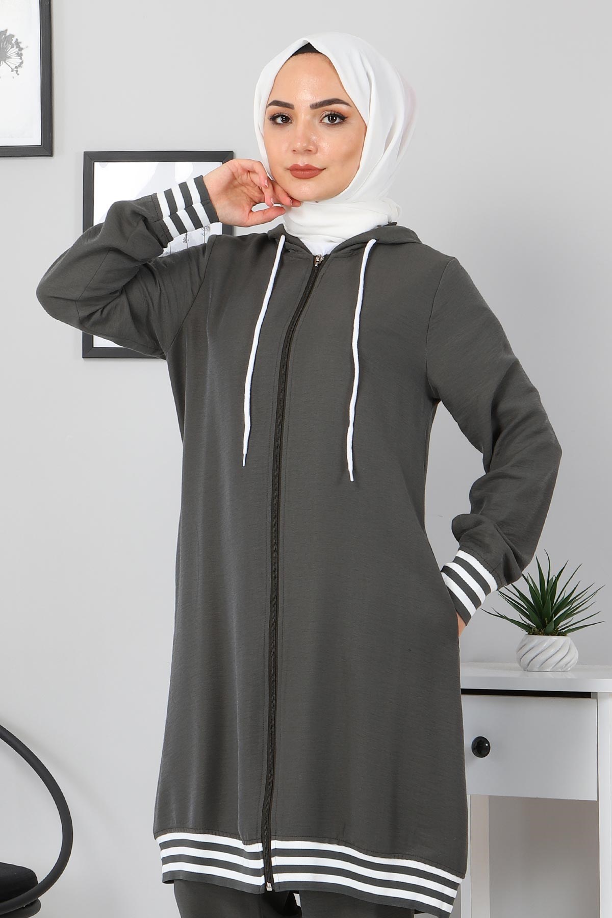 Ribanalı Bağcıklı Kombin Haki 104
