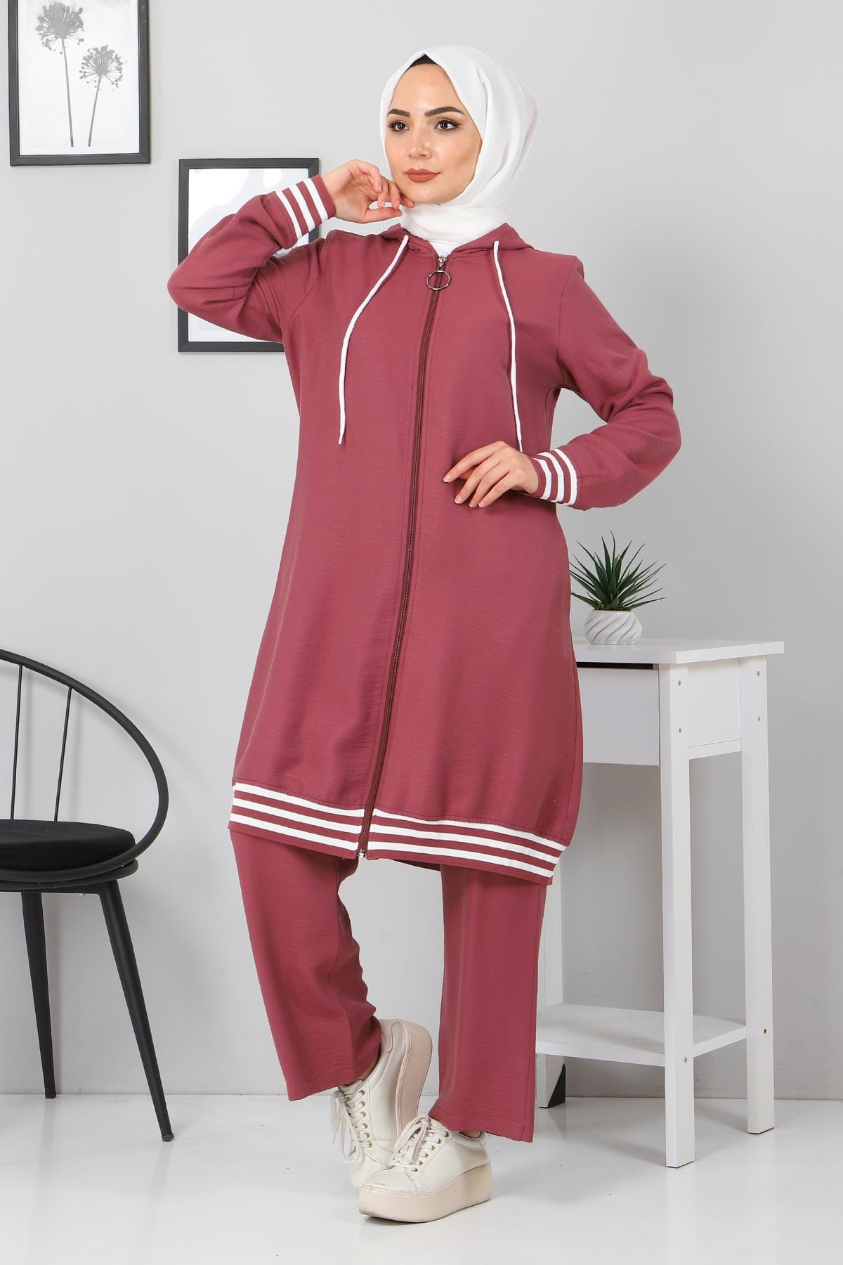 Ribanalı Bağcıklı Kombin Lila 104
