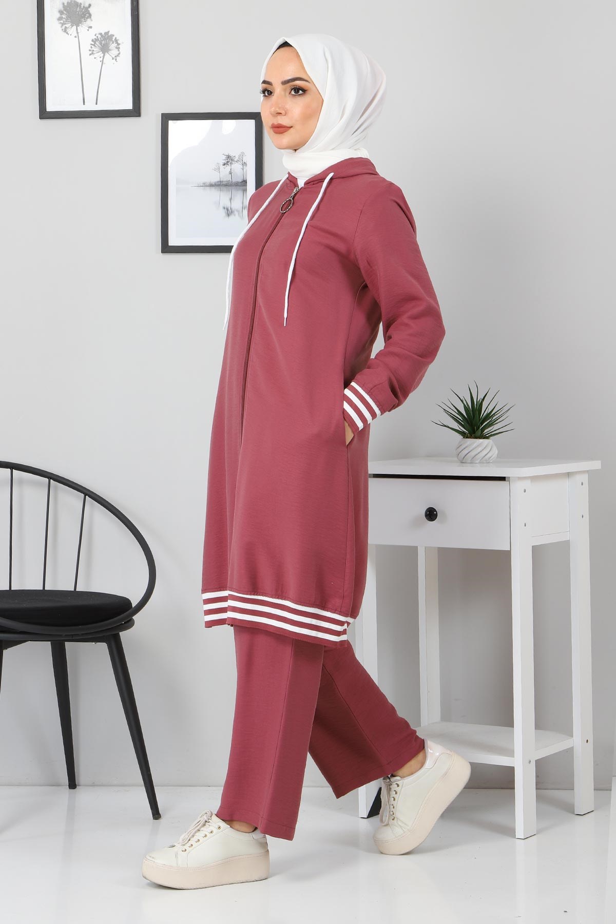 Ribanalı Bağcıklı Kombin Lila 104