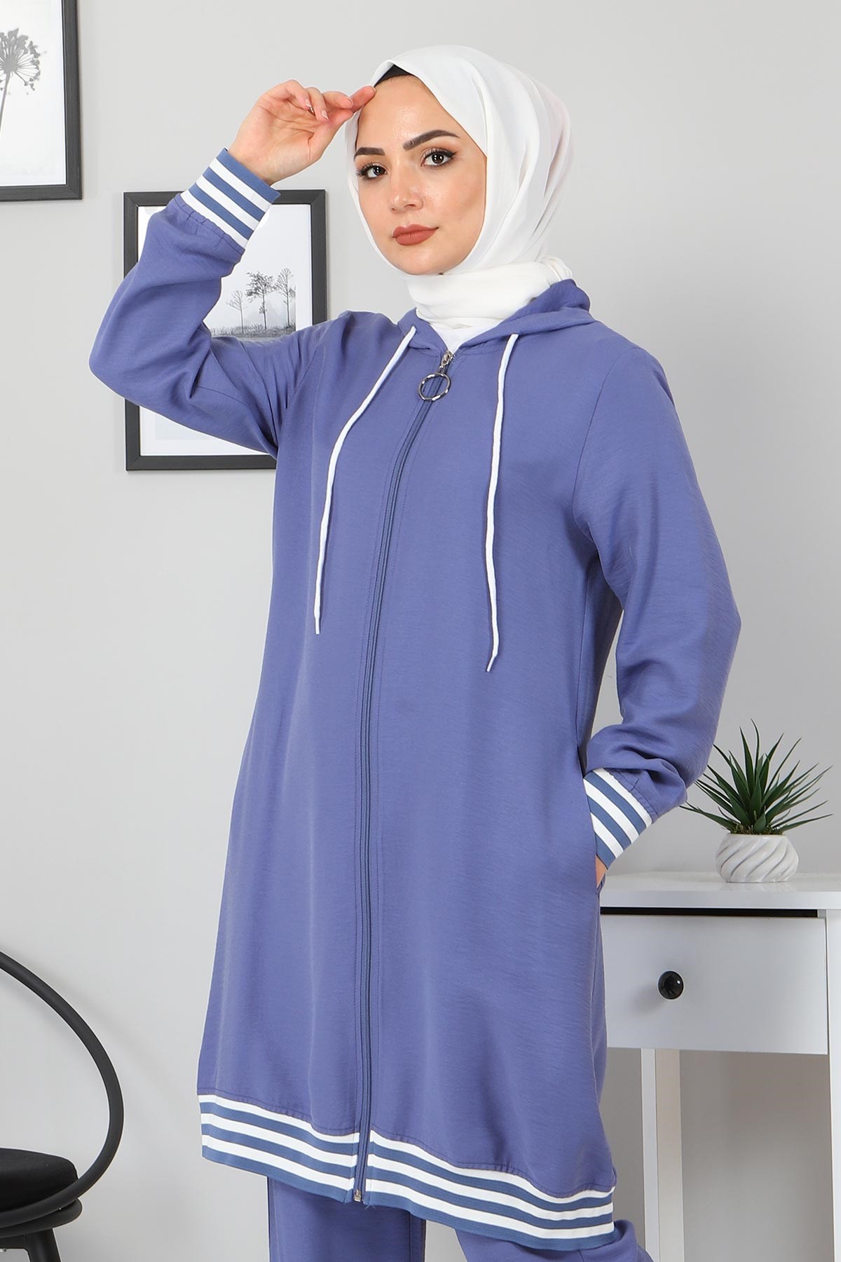 Ribanalı Bağcıklı Kombin Mavi 104