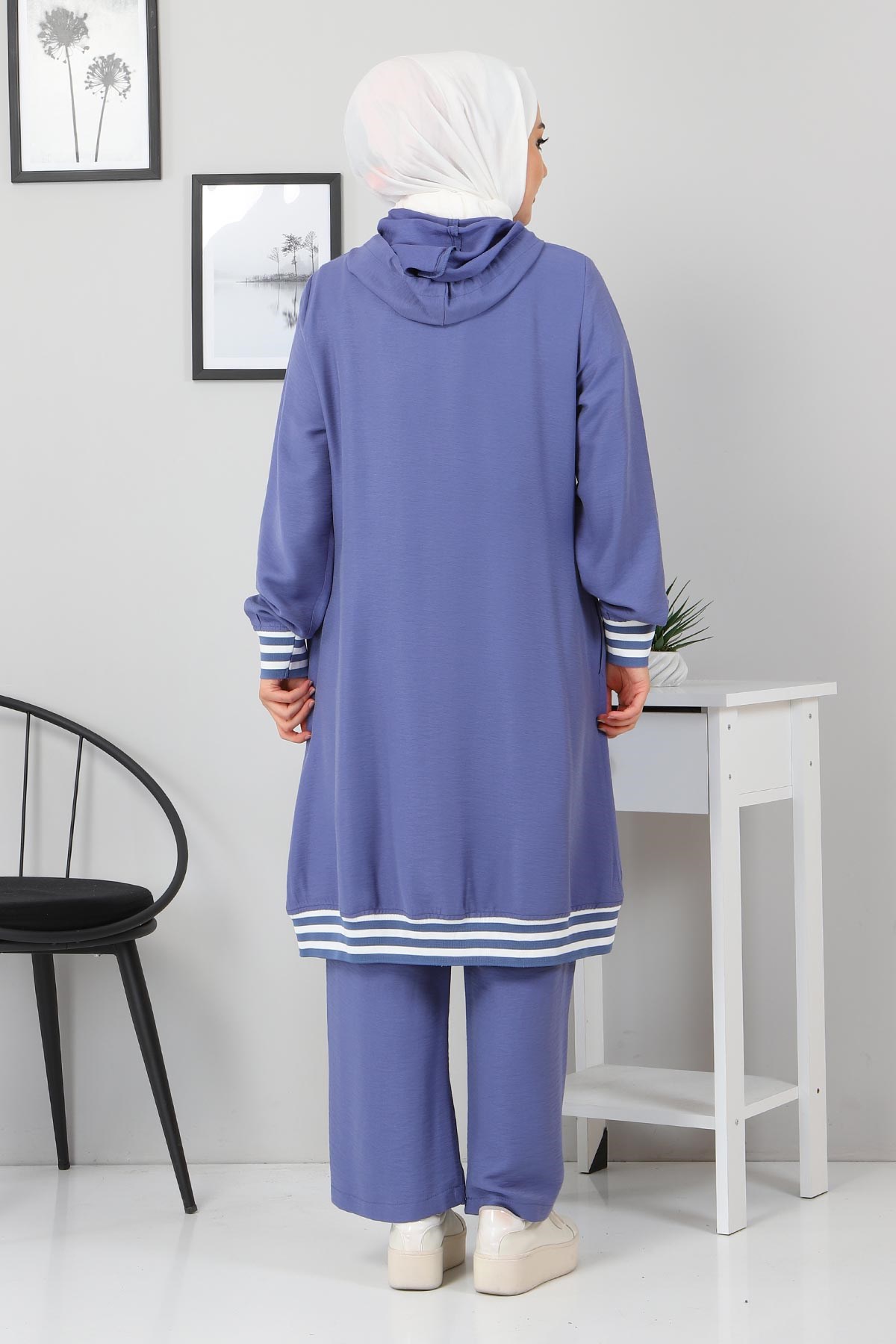 Ribanalı Bağcıklı Kombin Mavi 104
