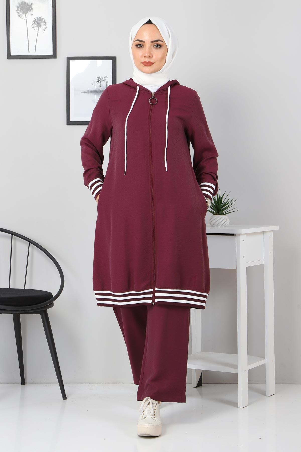 Ribanalı Bağcıklı Kombin Mürdüm 104