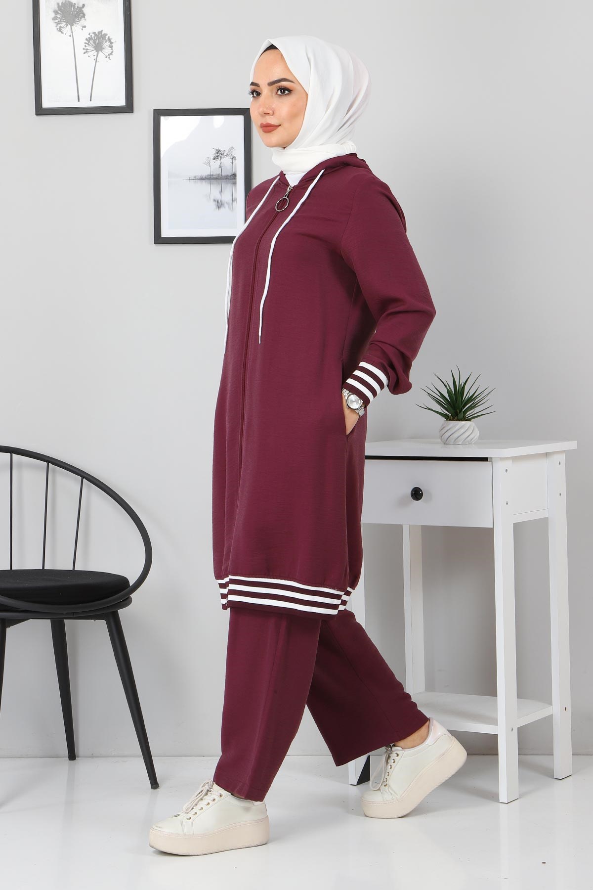 Ribanalı Bağcıklı Kombin Mürdüm 104