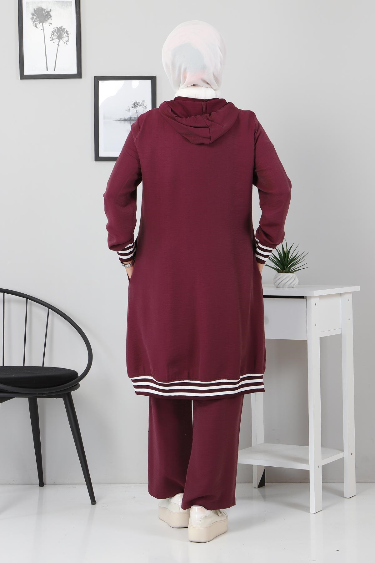 Ribanalı Bağcıklı Kombin Mürdüm 104