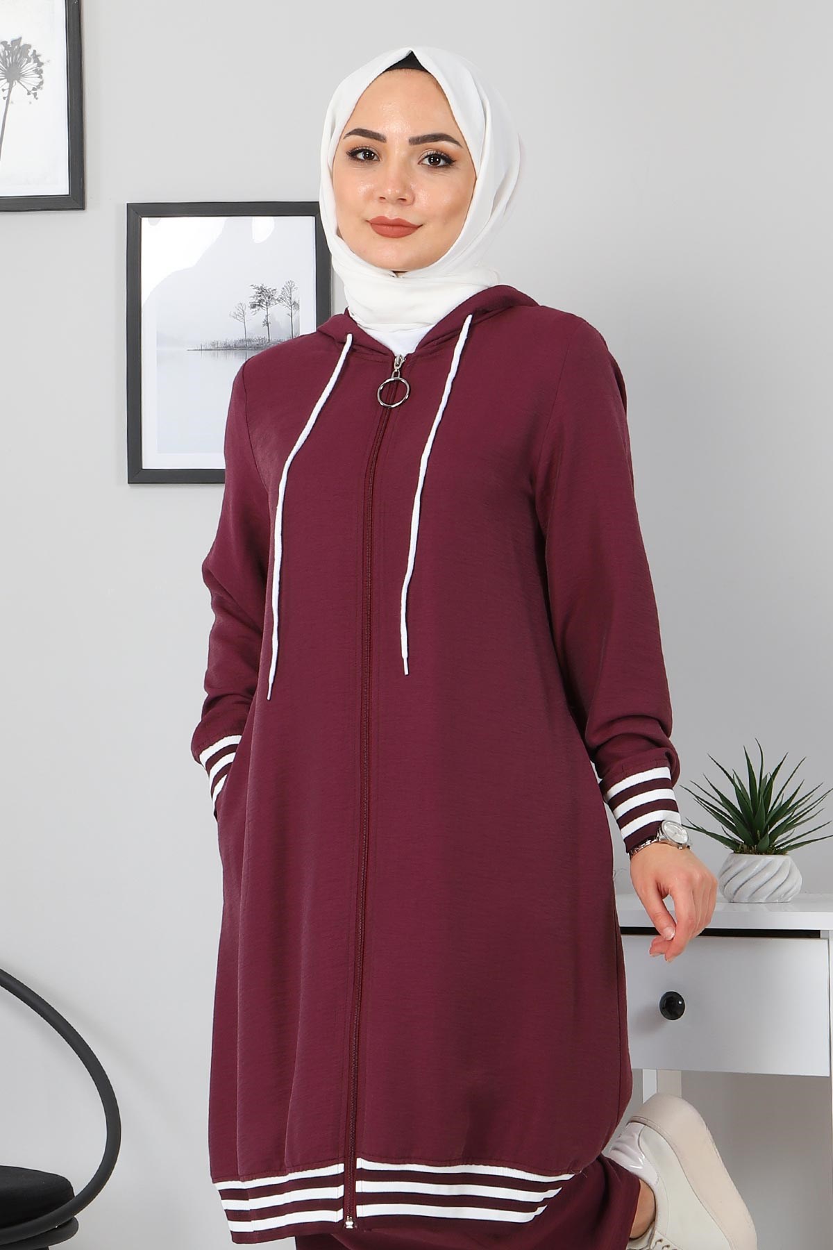 Ribanalı Bağcıklı Kombin Mürdüm 104