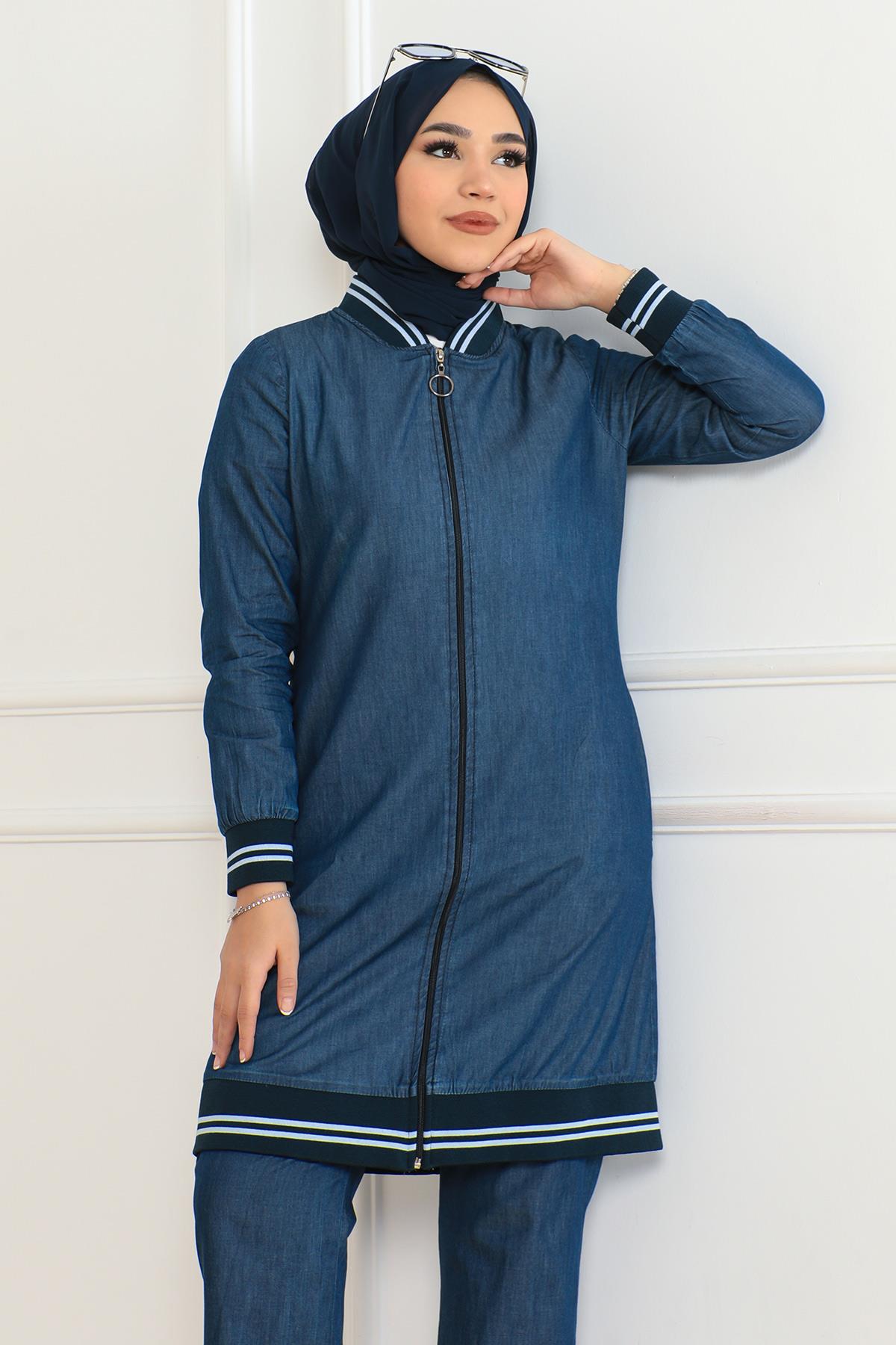 Ribanalı Kot Takım Koyu Kot 6131