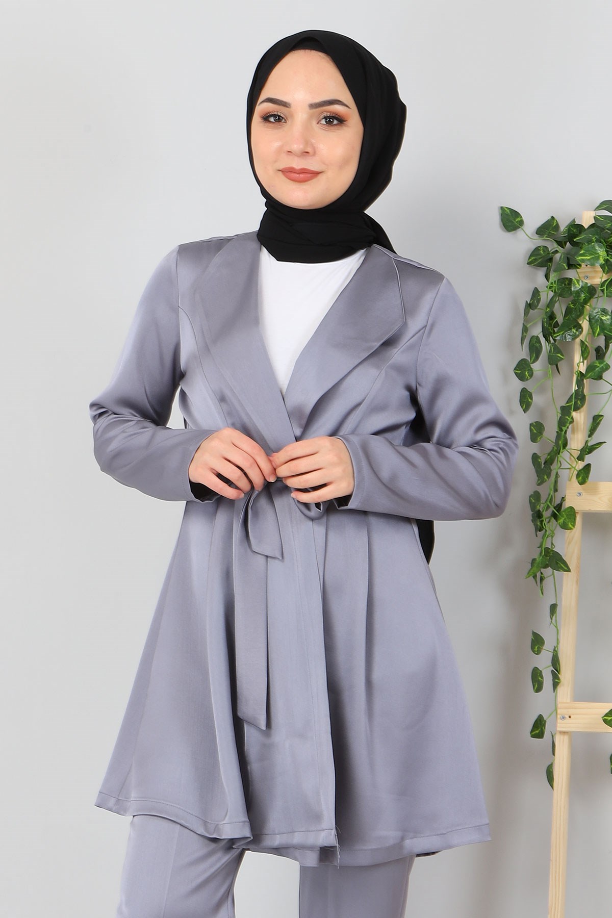 Saten Kombin Gümüş 10658