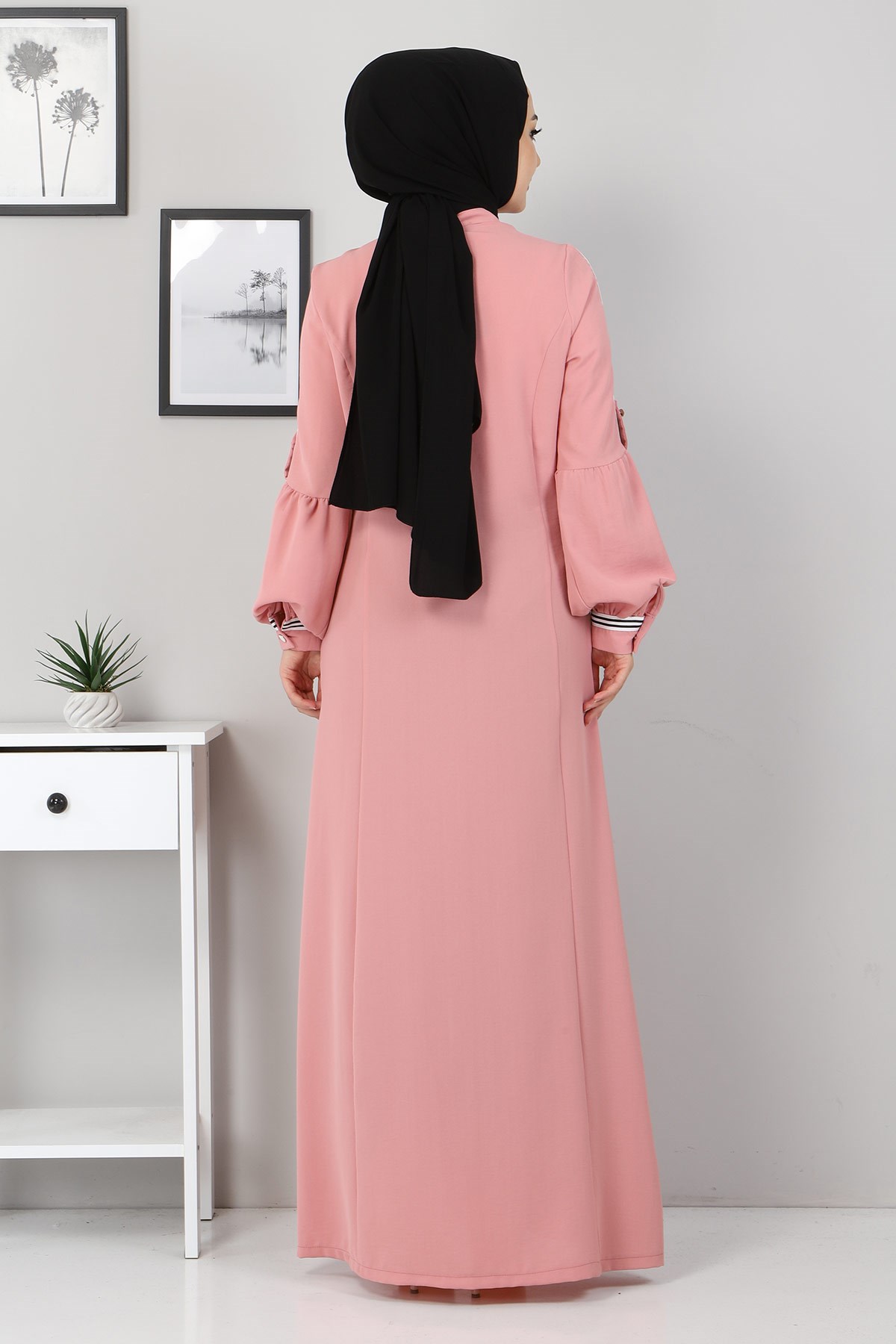 Şerit Detaylı Ferace Pudra 10810