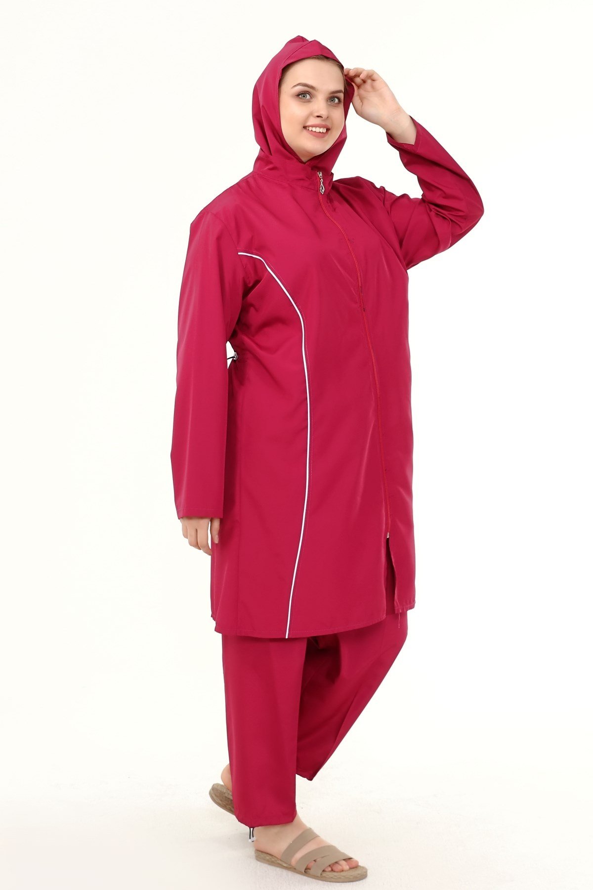Şerit Detaylı Tesettür Mayo Lila 8507