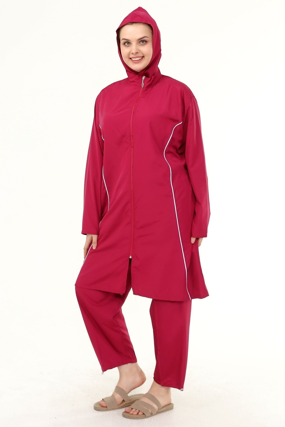Şerit Detaylı Tesettür Mayo Lila 8507