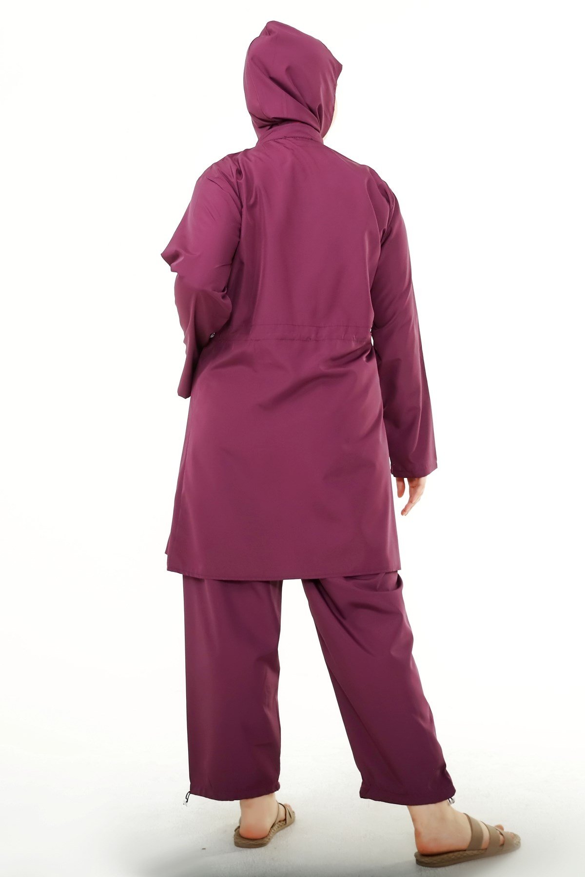 Şerit Detaylı Tesettür Mayo Mor 8507