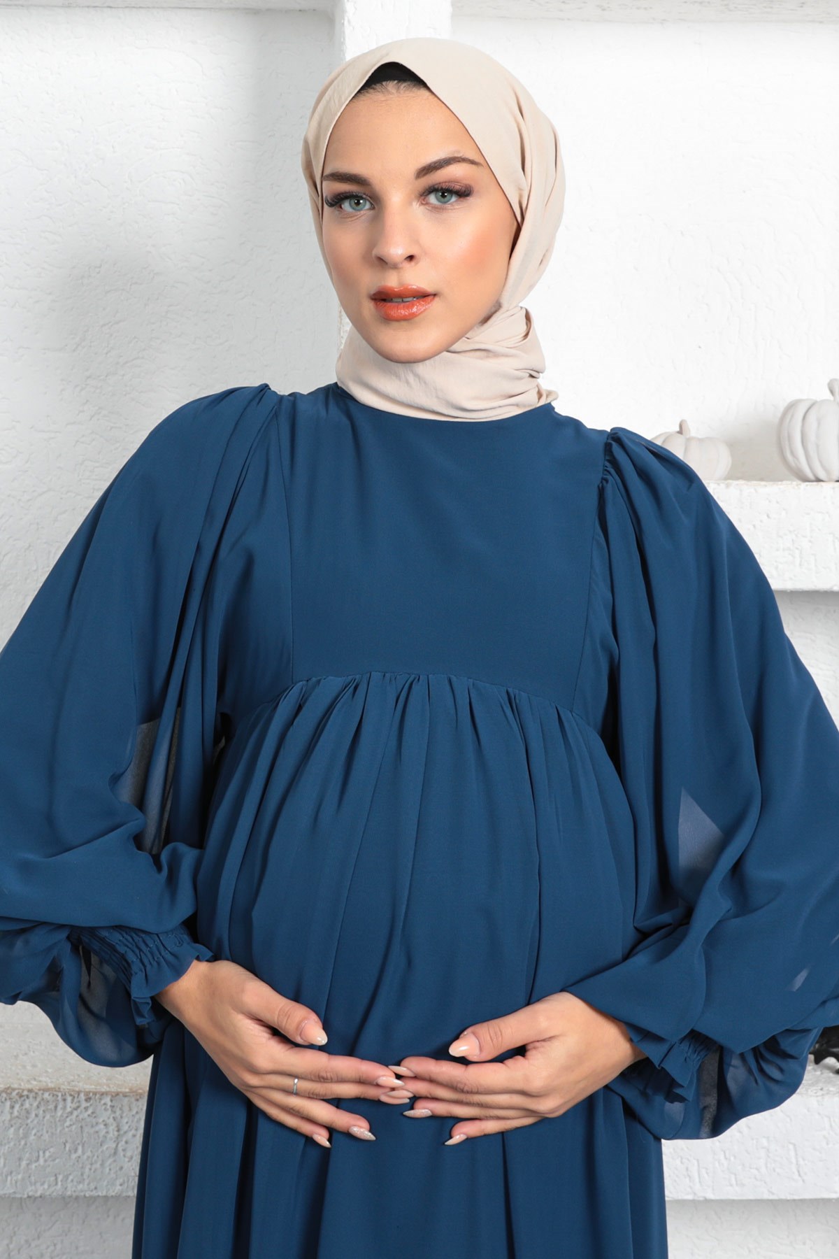 Şifon Hamile Abiye İndigo 18200