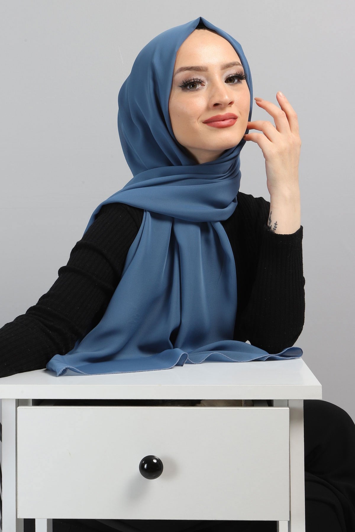 Şifon Şal Bebe Mavisi 3011