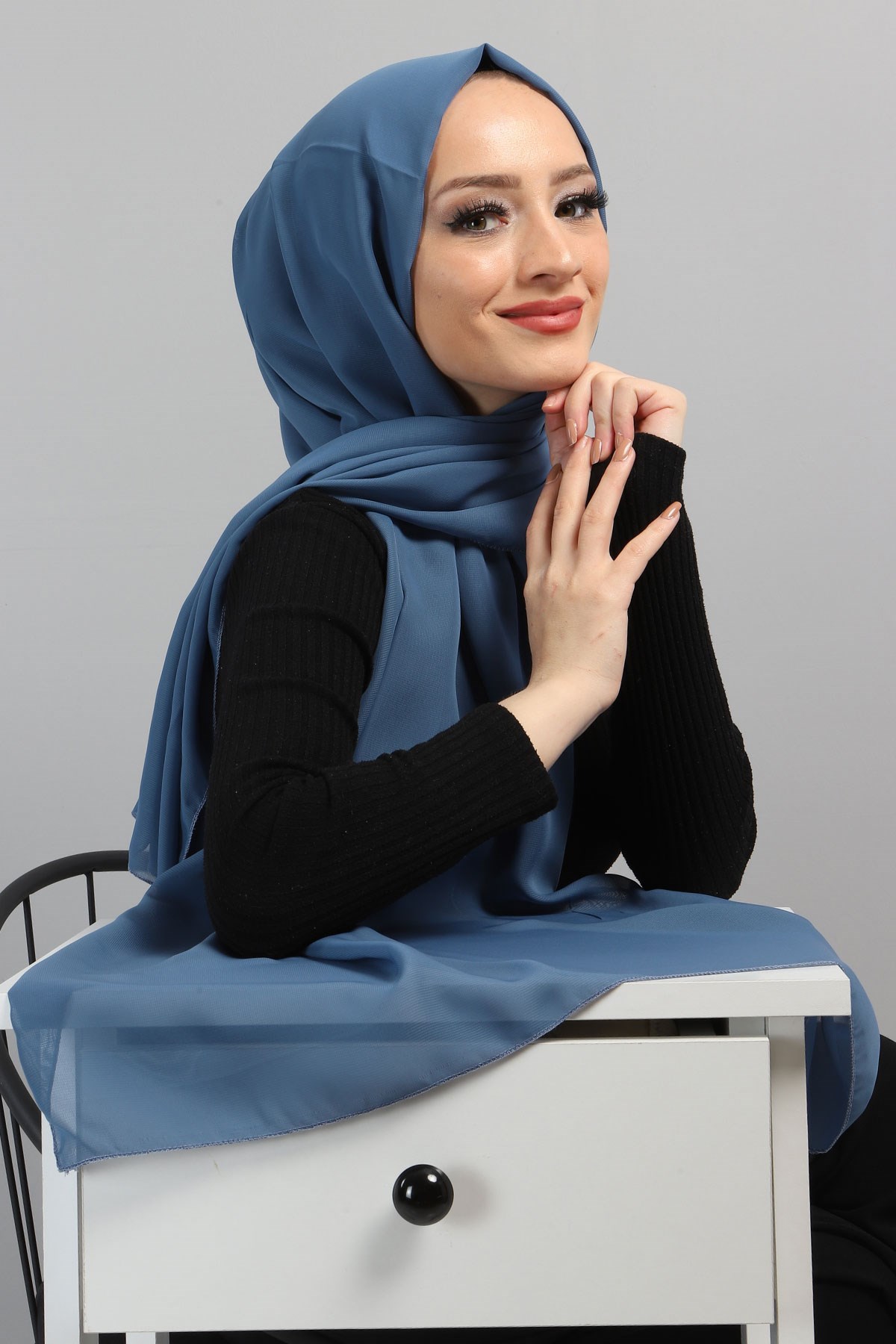 Şifon Şal Bebe Mavisi 3011