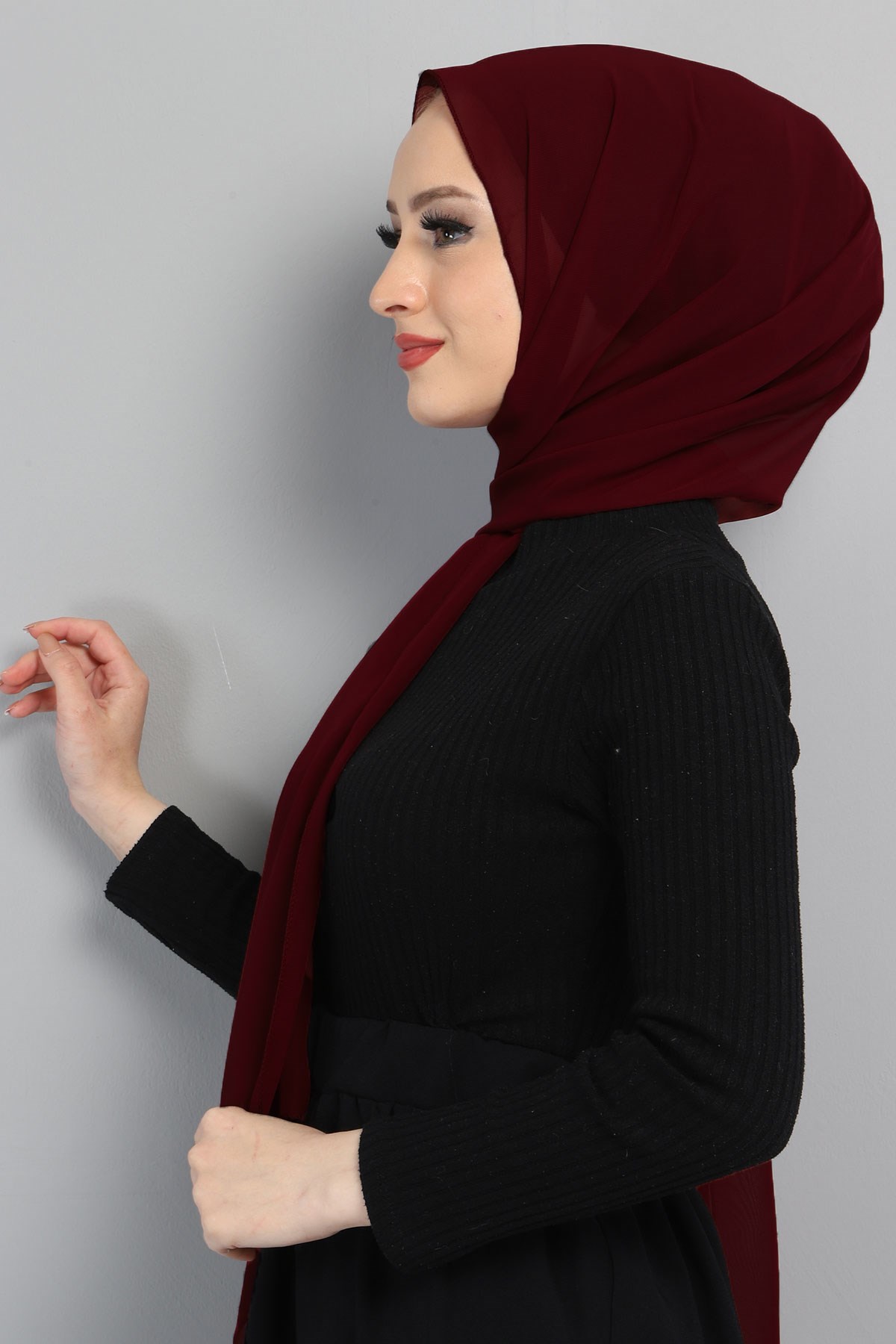 Şifon Şal Bordo 3011