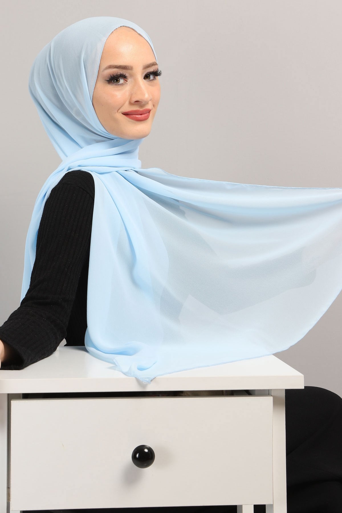 Şifon Şal Buz Mavisi 3011