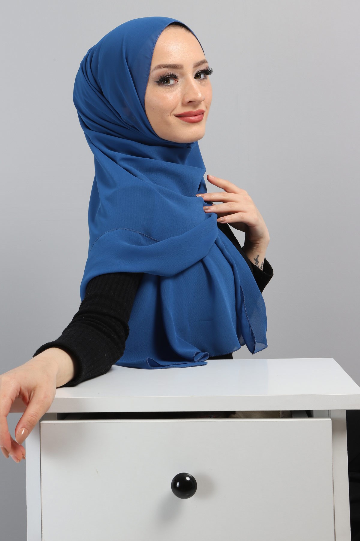 Şifon Şal Mavi 3011