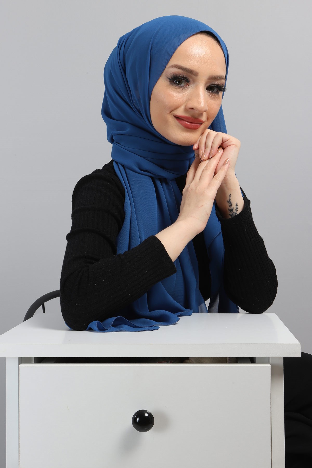 Şifon Şal Mavi 3011