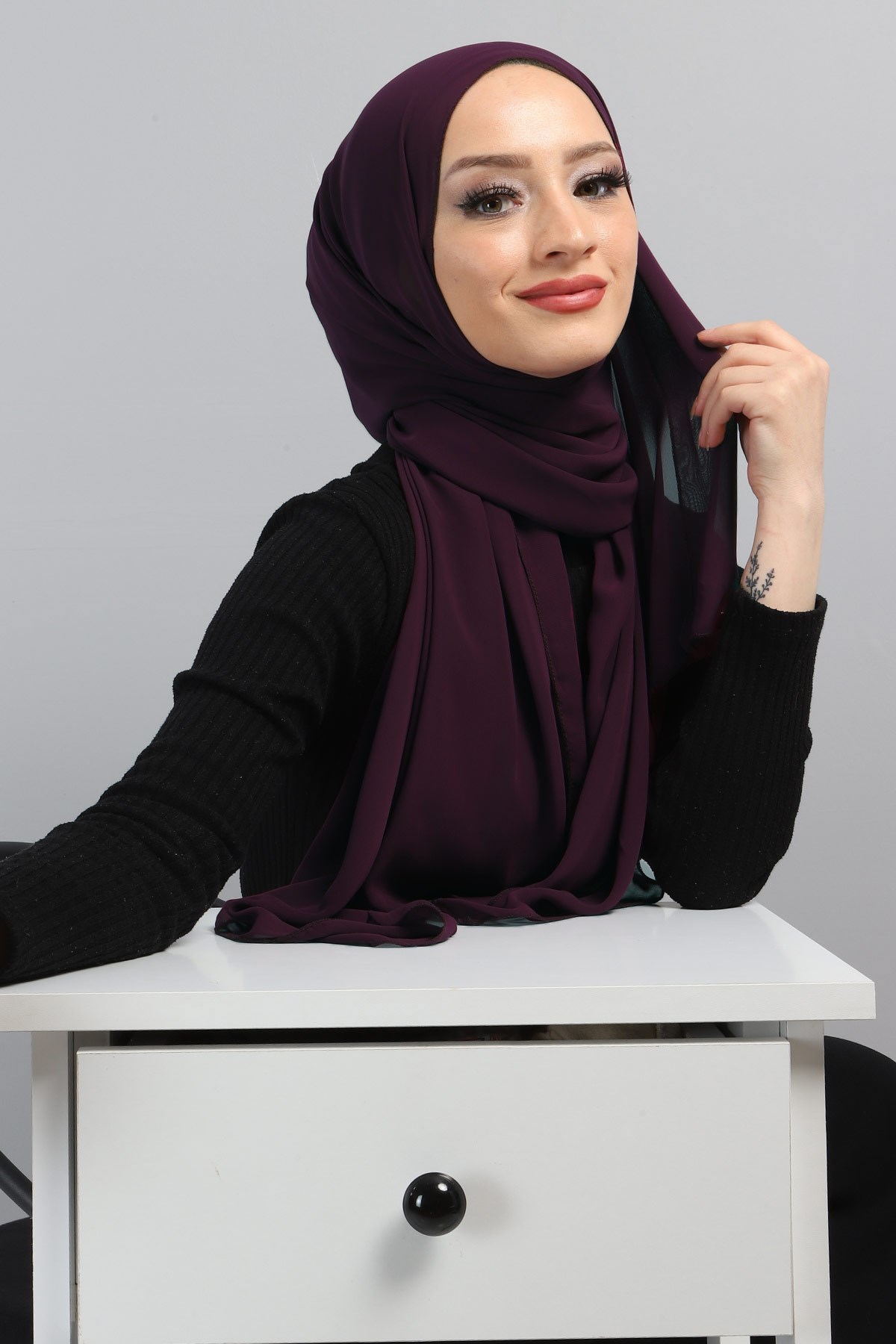 Şifon Şal Mürdüm 3011