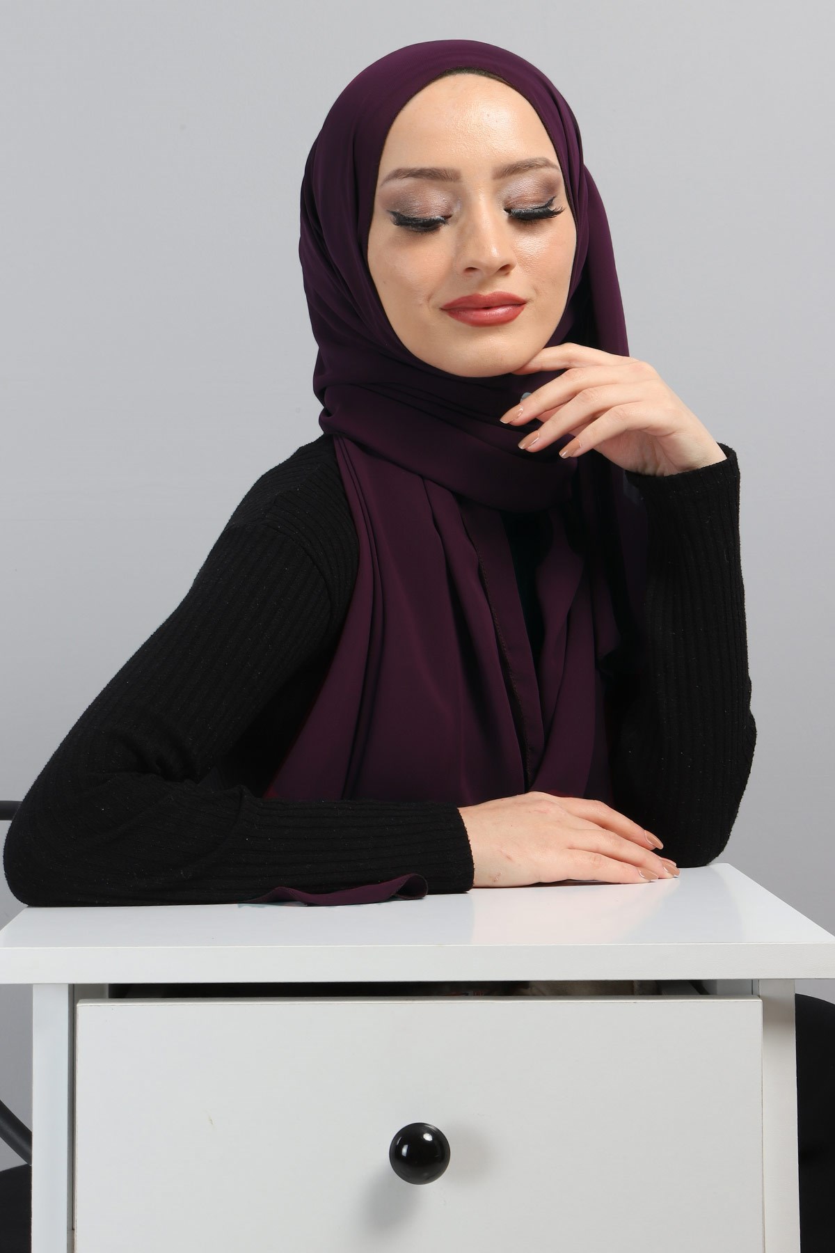 Şifon Şal Mürdüm 3011